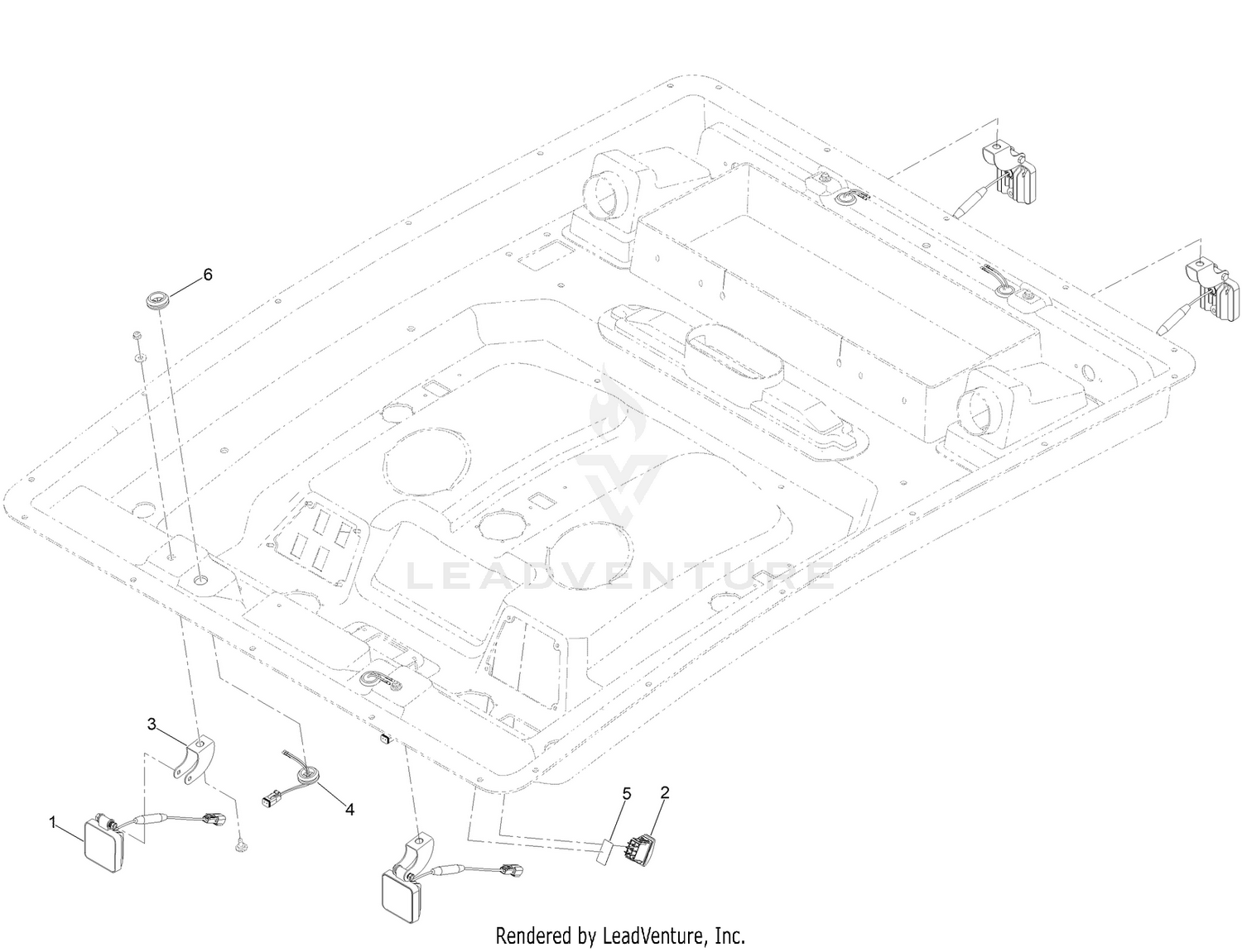 Cab Headliner LED Work Light Assembly