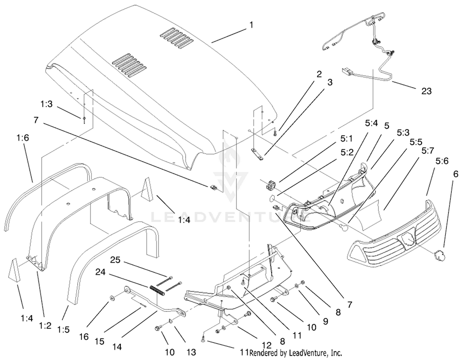 Hood  Headlight Assembly