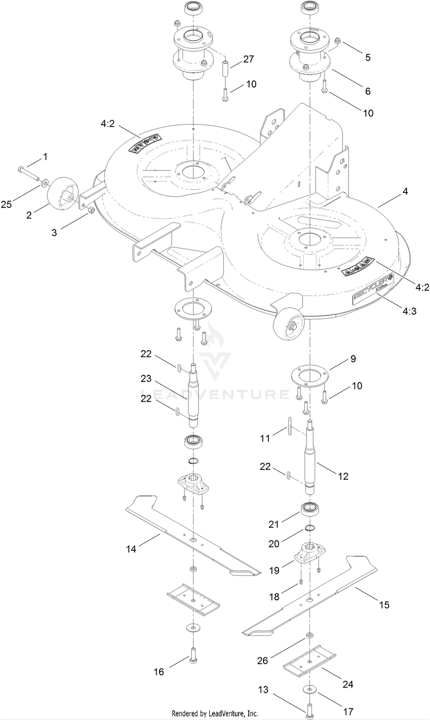 Deck, Spindle and Blade Assembly