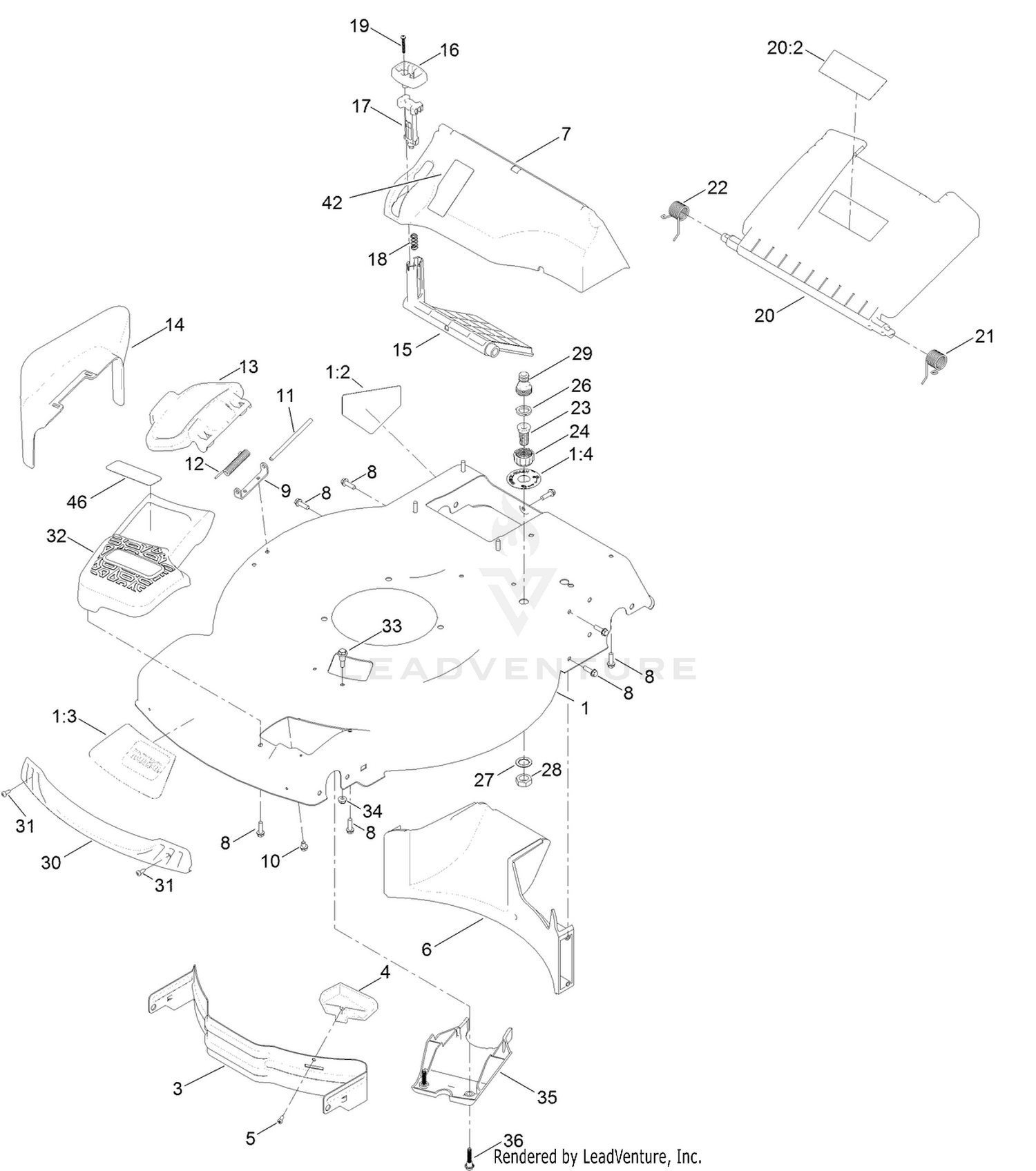 Housing and Rear Deflector Assembly