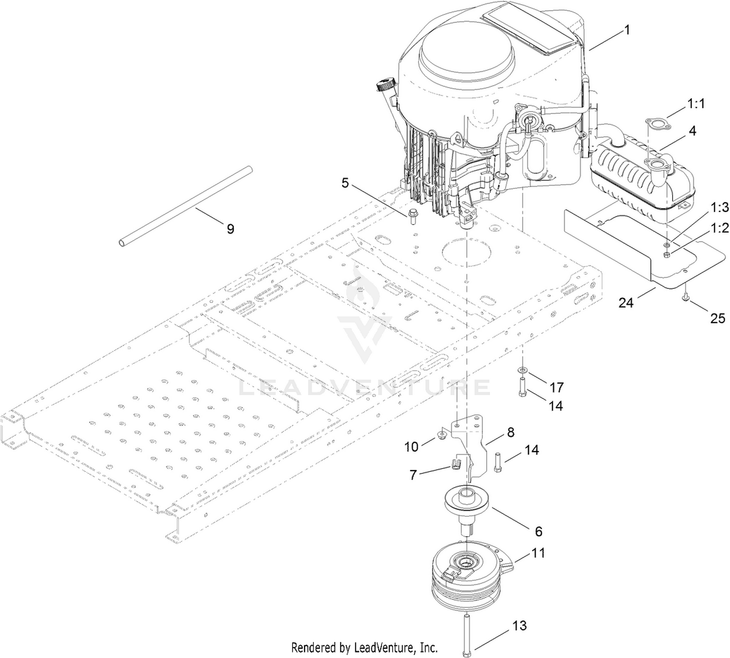 Engine, Muffler and Clutch Assembly