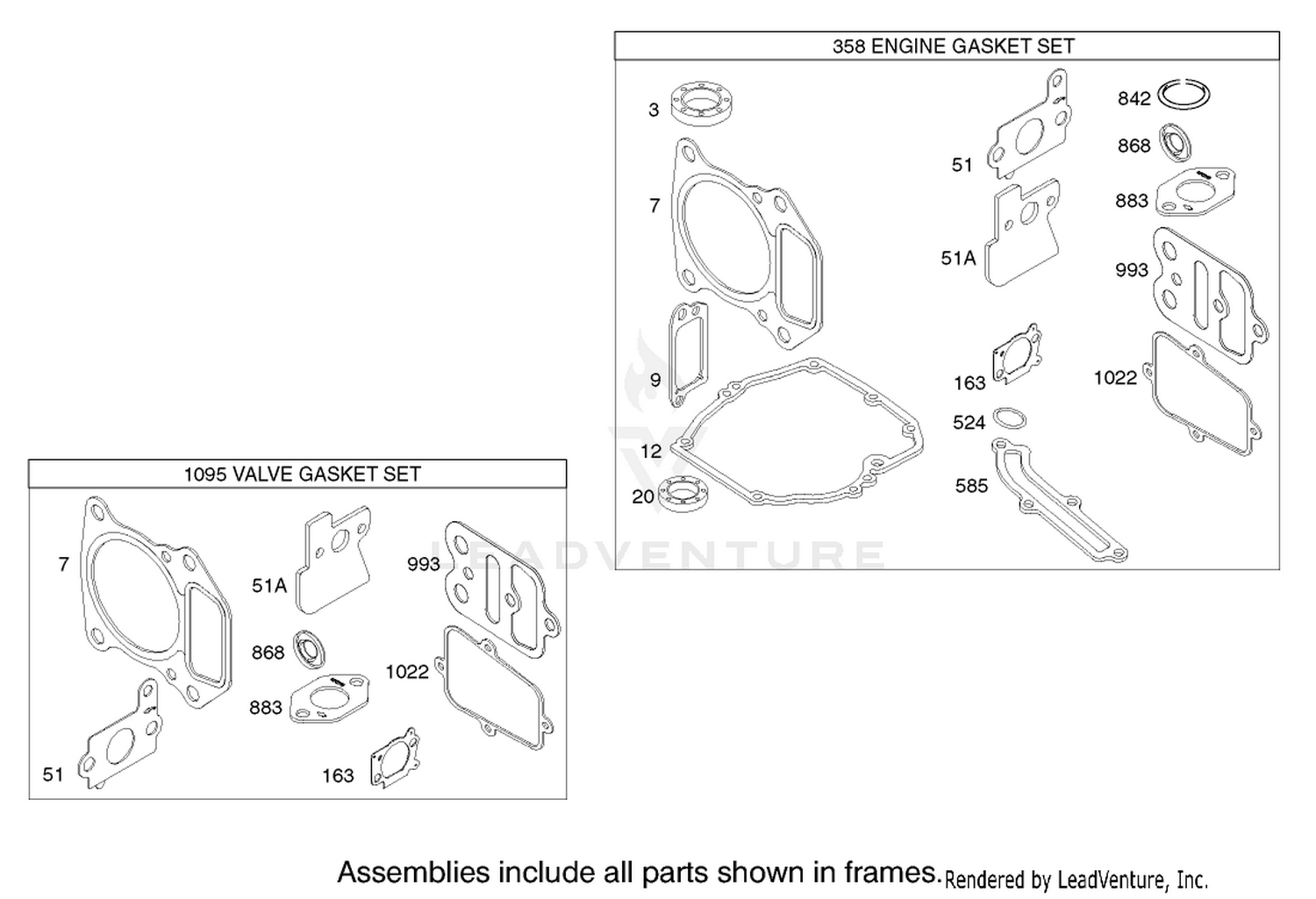 Gasket Assembly Engine Briggs and Stratton Model 122607-0116-E1