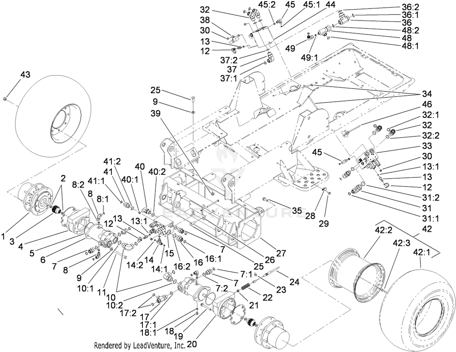 Planetary, Brake and Tire Assembly