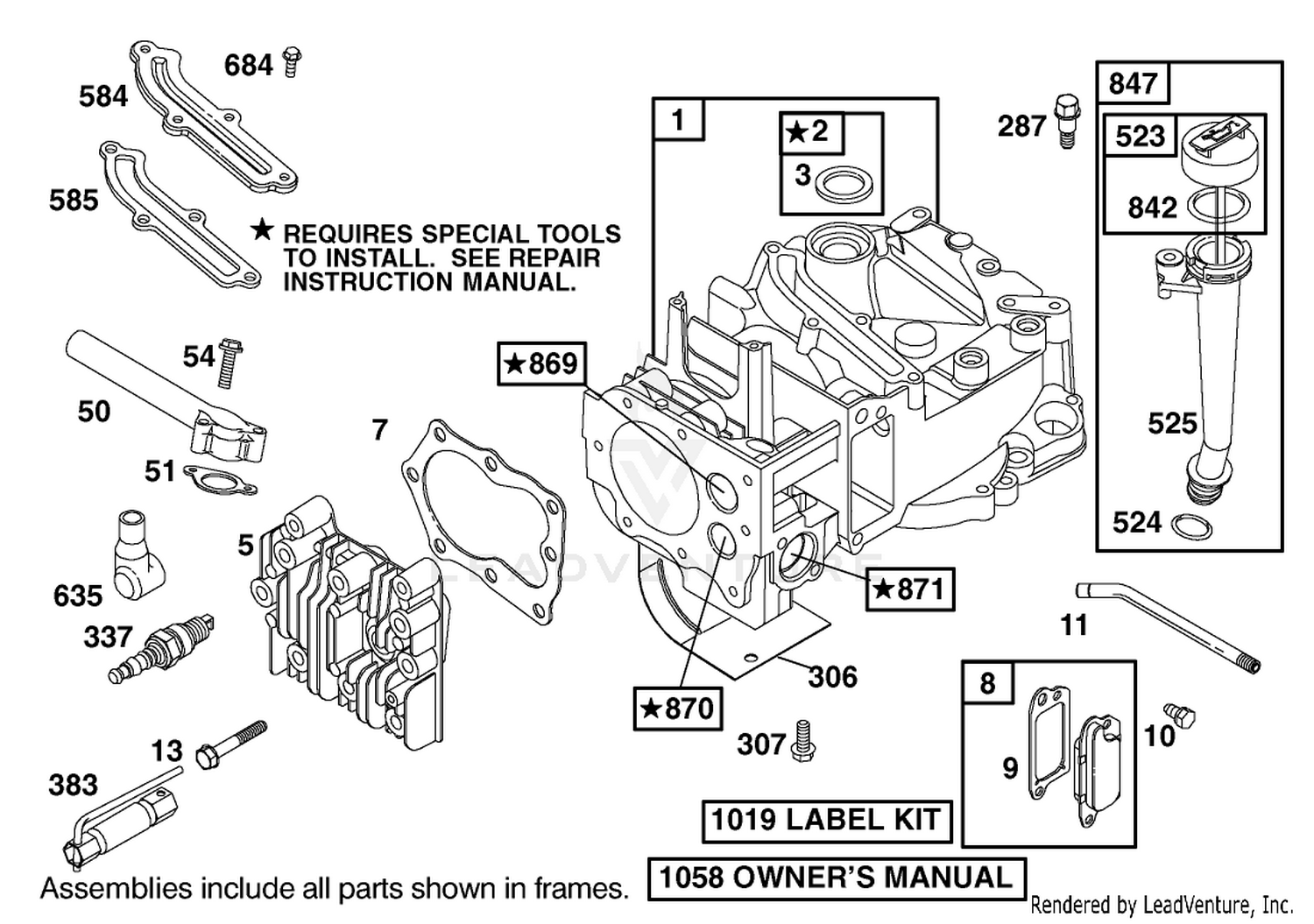 Cylinder and Cylinder Head Assembly Briggs and Stratton Model 12F802-1770-B1