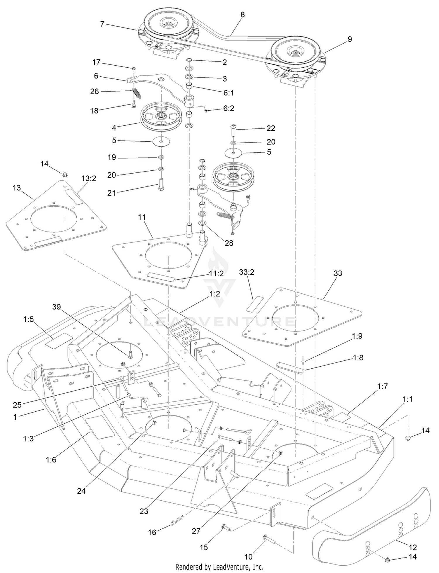 Front Deck Idler and Skid Assembly