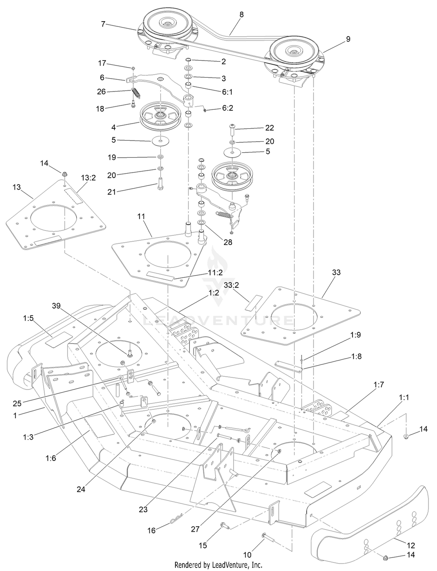 Front Deck Idler and Skid Assembly