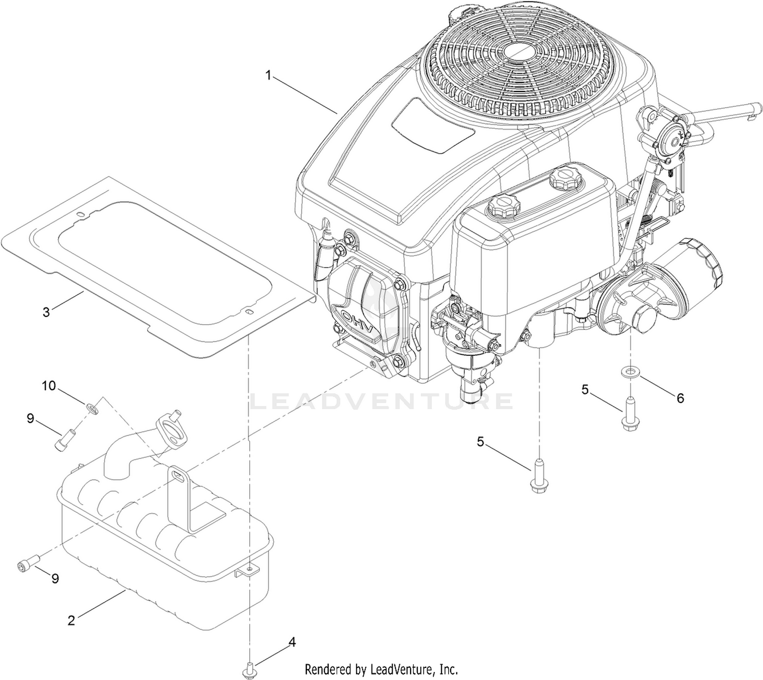 Engine and Muffler Assembly