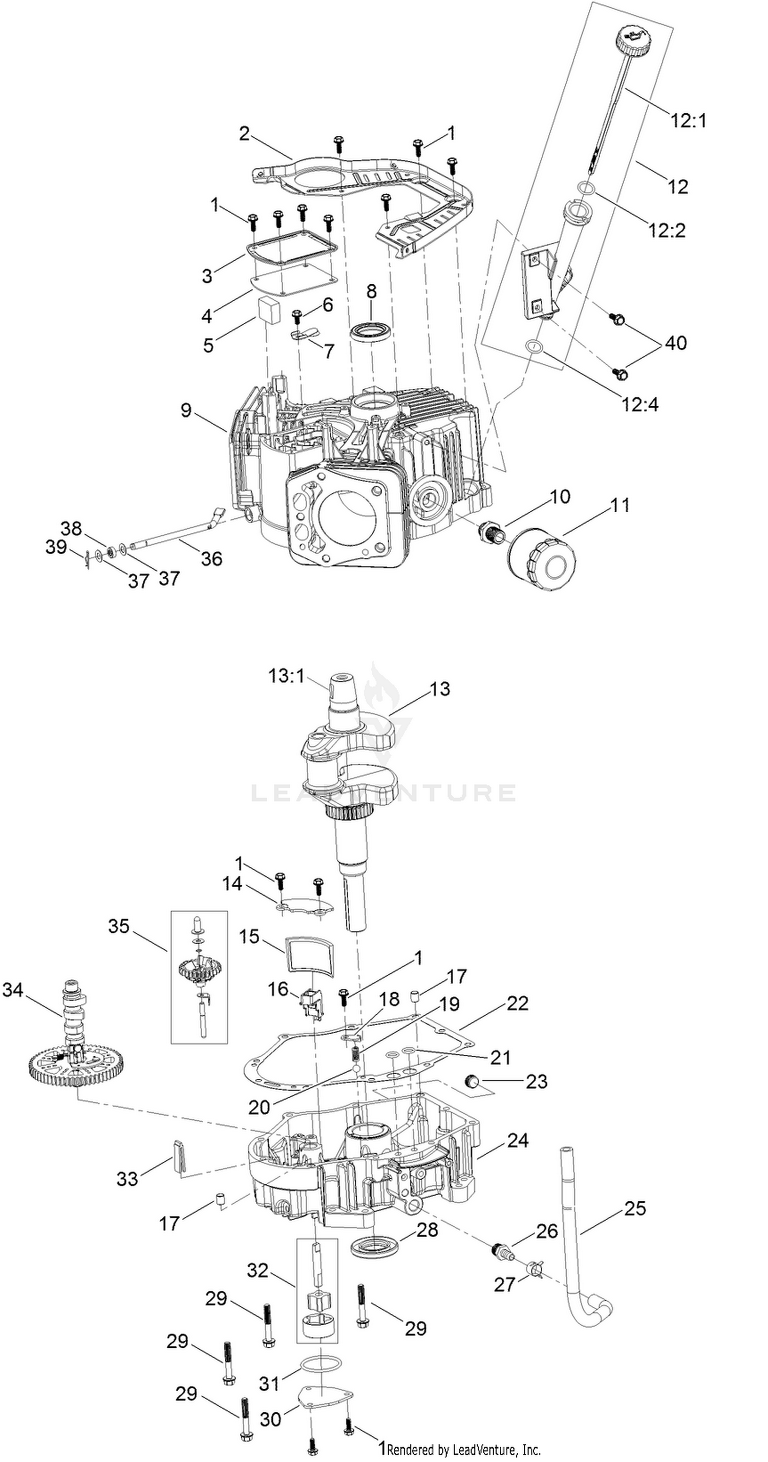 Crankcase Assembly  Engine Assembly No. 127-9041