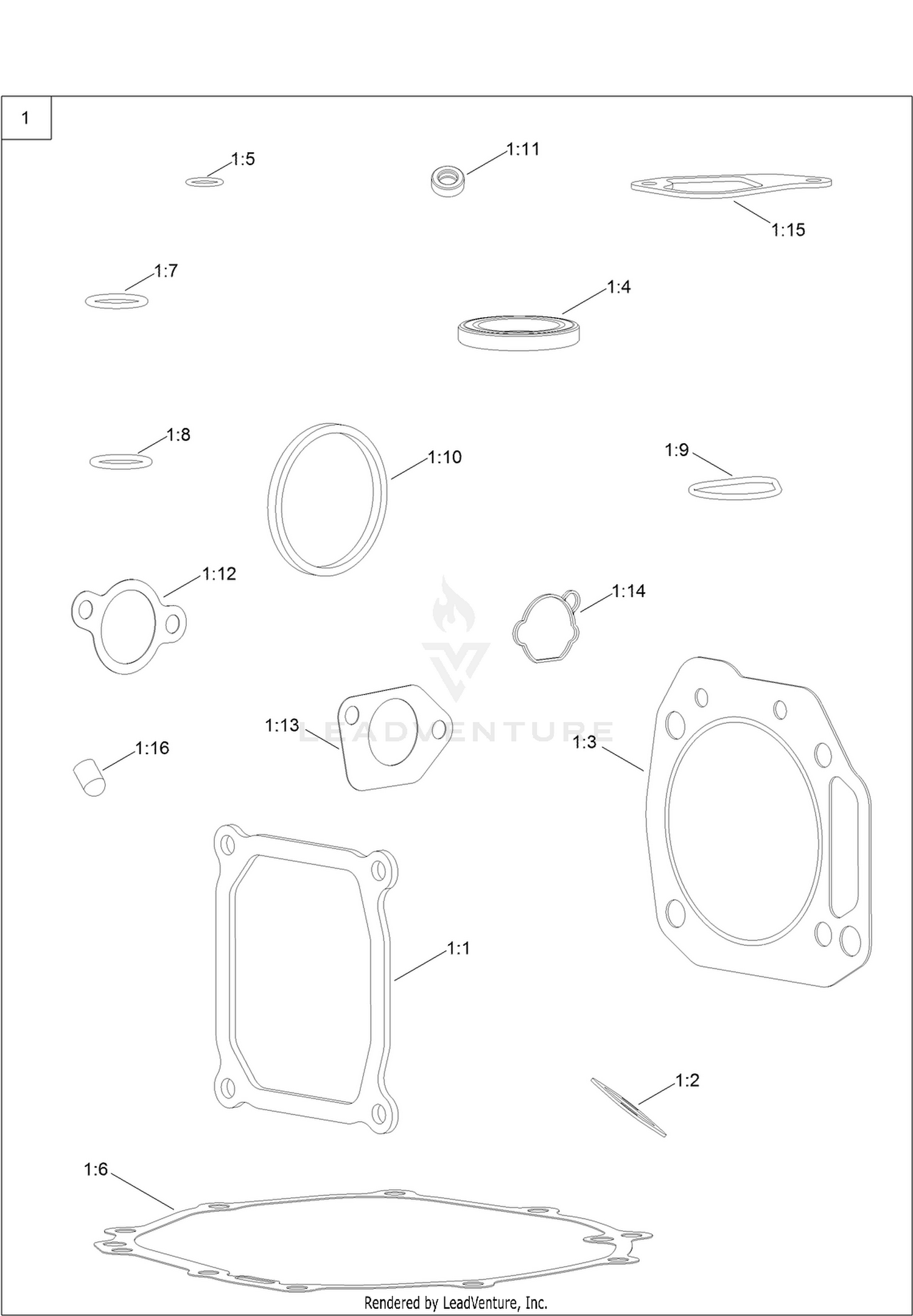 Gasket and Seal Kit  Engine Assembly No. 121-0412