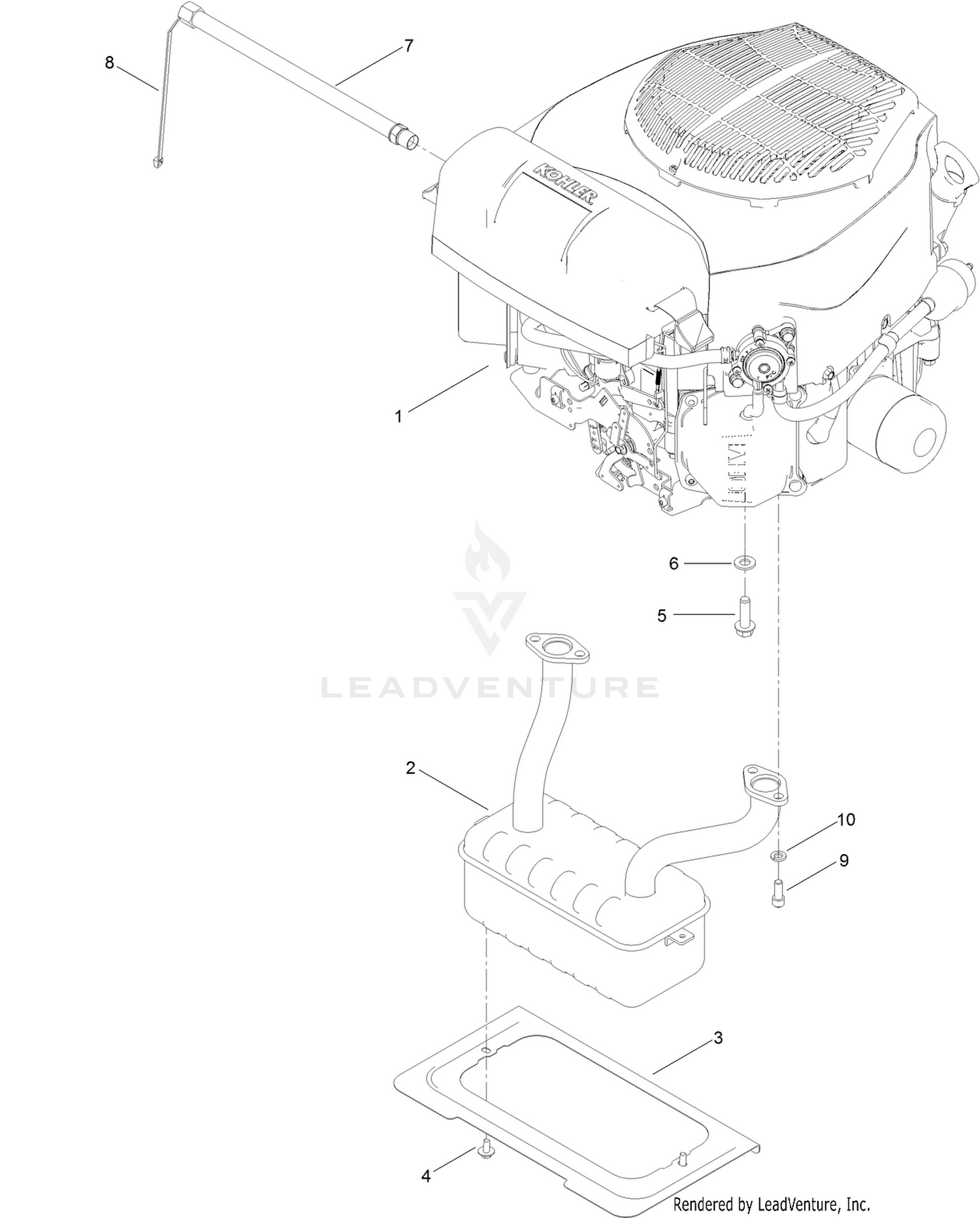 Engine and Muffler Assembly