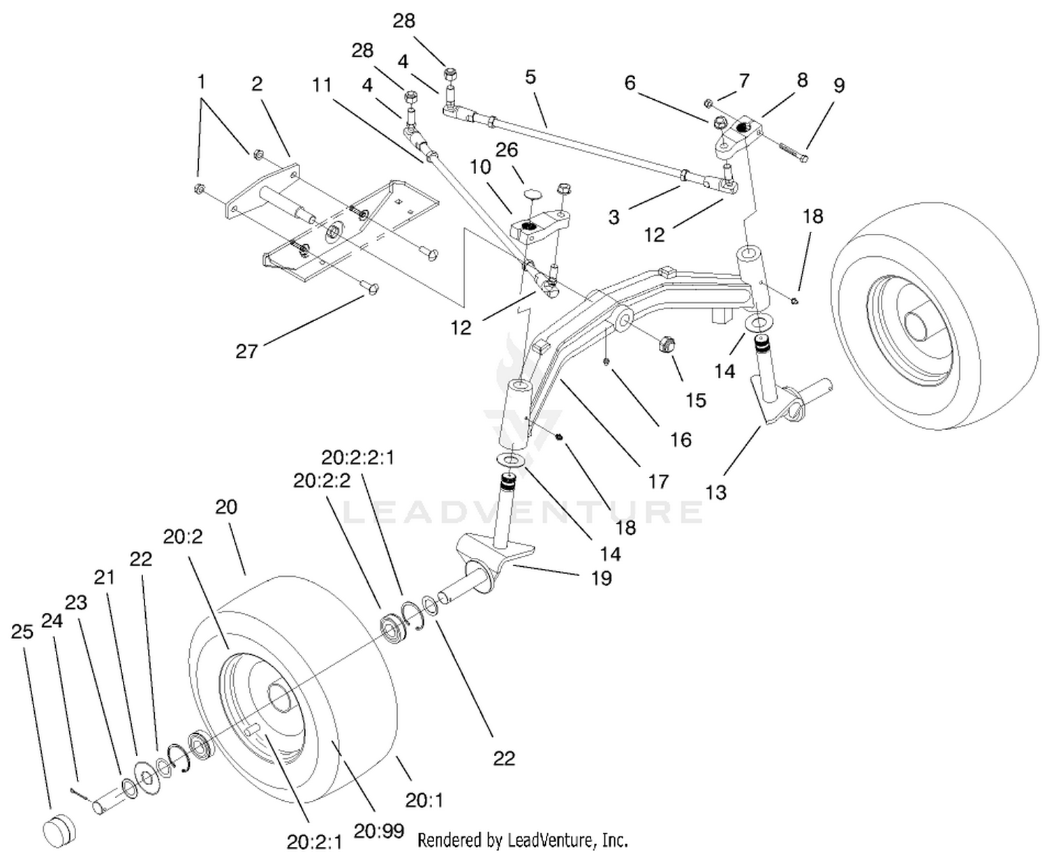 Tie Rods, Spindle,  Front Axle Assembly