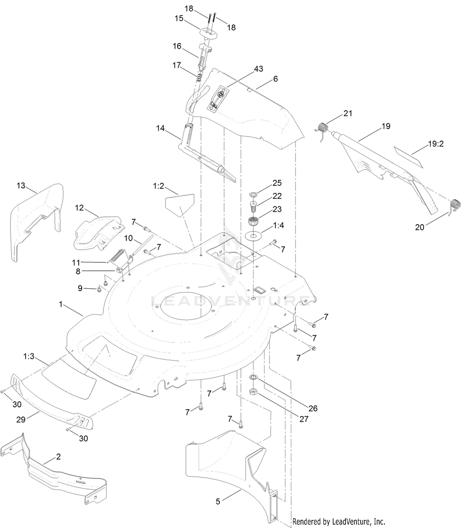 Housing and Rear Deflector Assembly