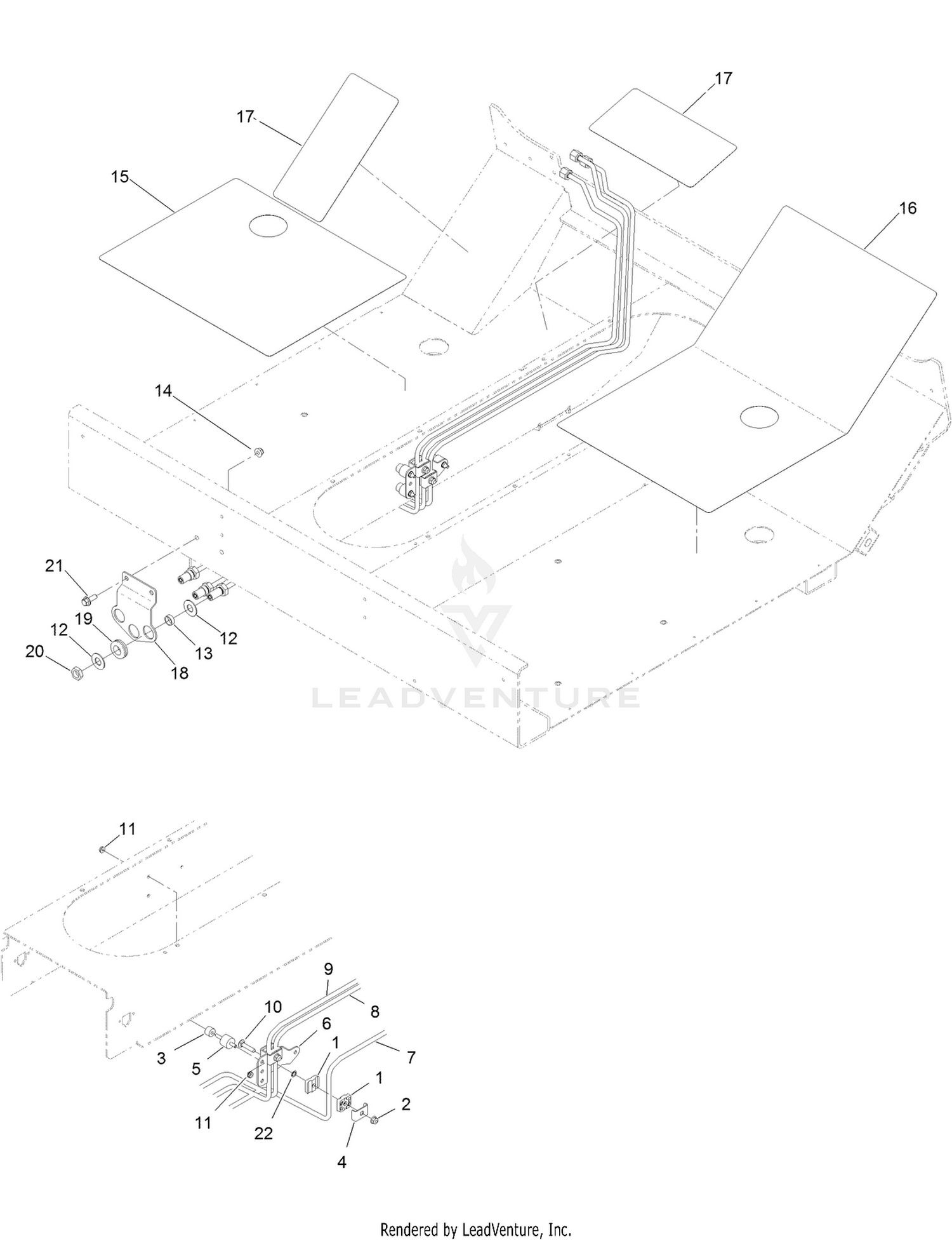 Floor Grips and Hydraulic Tube Assembly