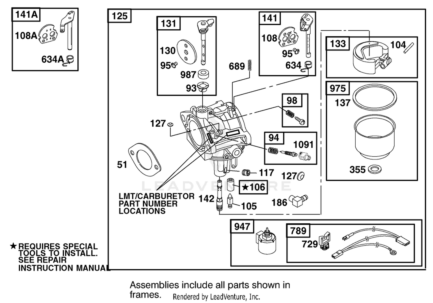 Carburetor Assembly Engine Briggs and Stratton Model 311777-0151-E1