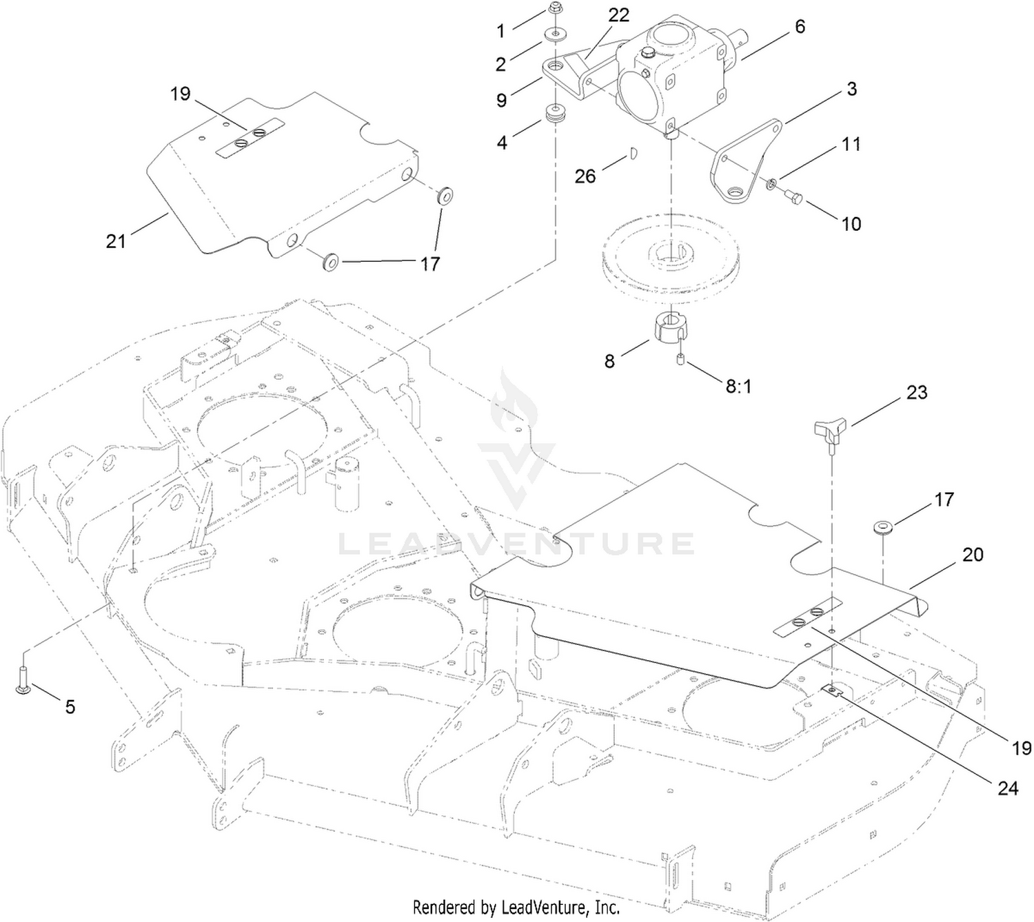 Deck Cover and Gearbox Assembly