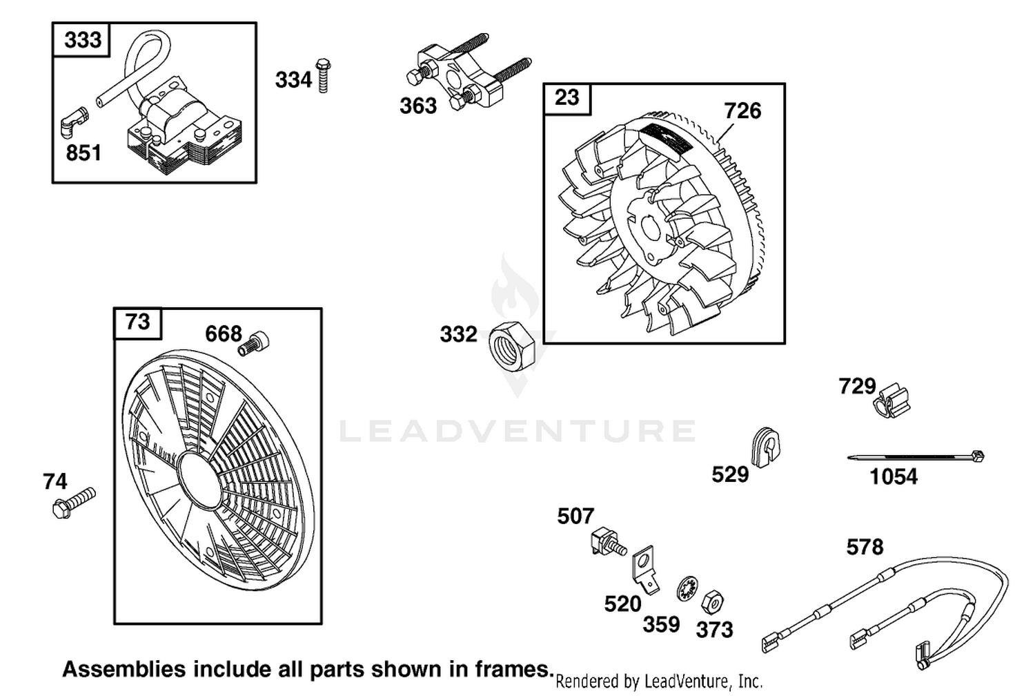 Flywheel Assembly Briggs and Stratton Model 303440-1409-E1