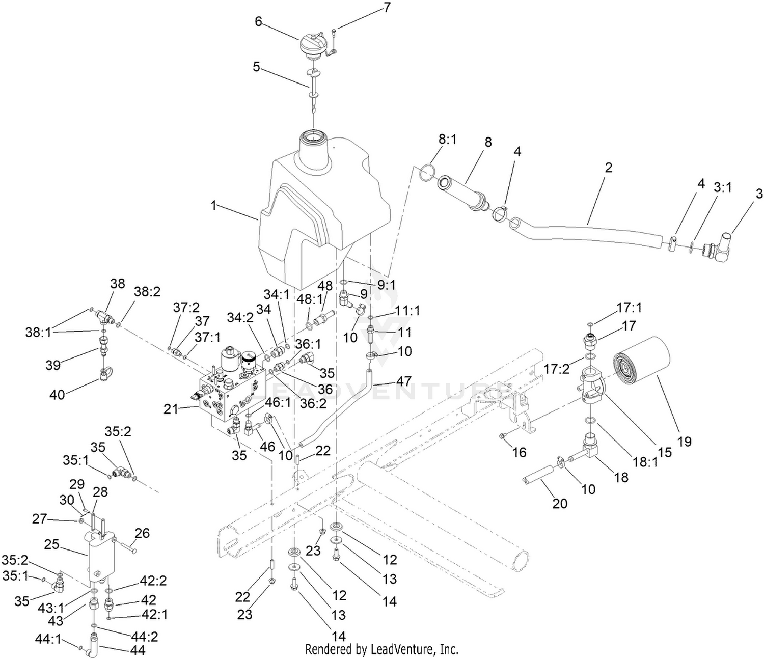 Hydraulic Tank and Control Valve Assembly