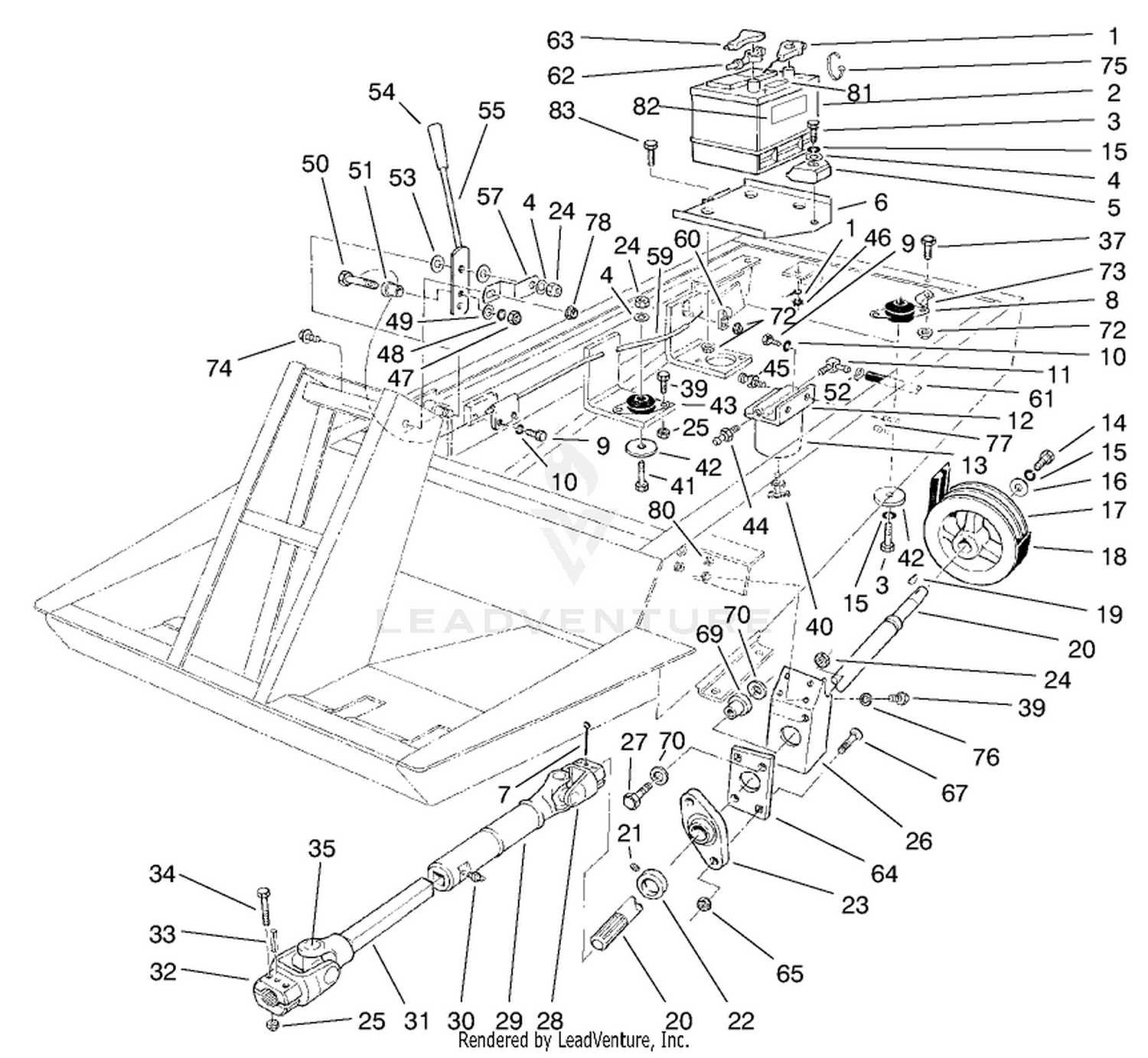 Power Take Off, Battery, And Engine Mount Assembly