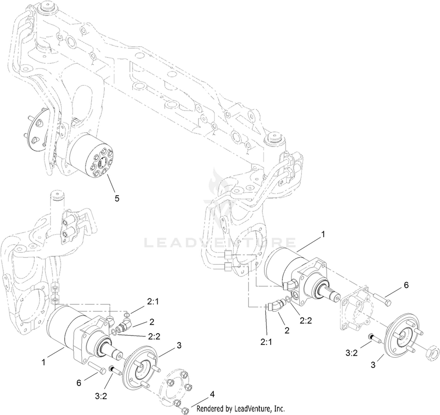 4 Wheel Drive Hydraulic Motor and Fitting Assembly