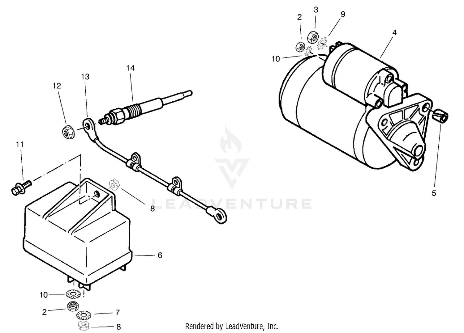 Starter and Glow Plug Assembly