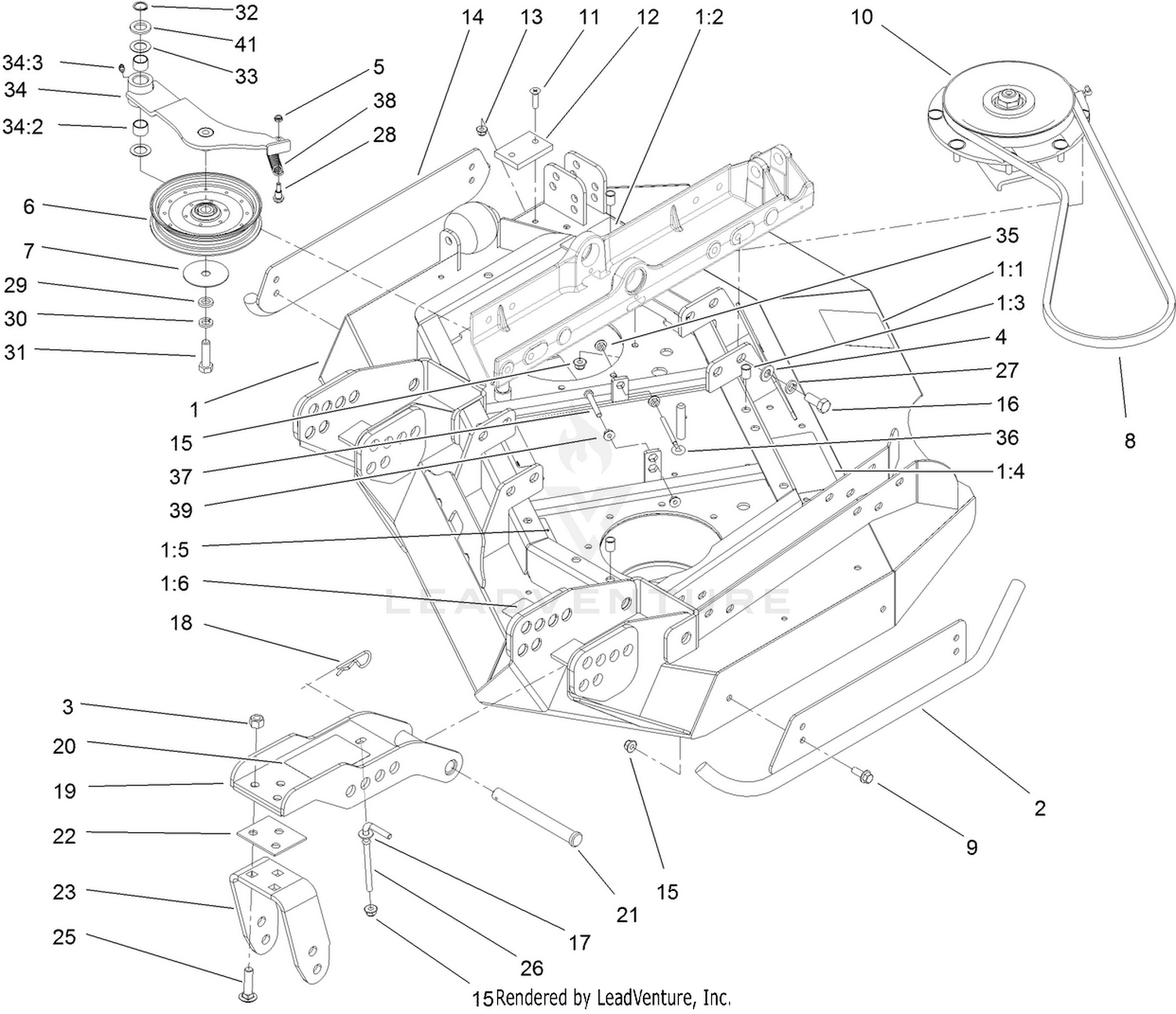 Left Hand Deck, Idler and Skid Assembly