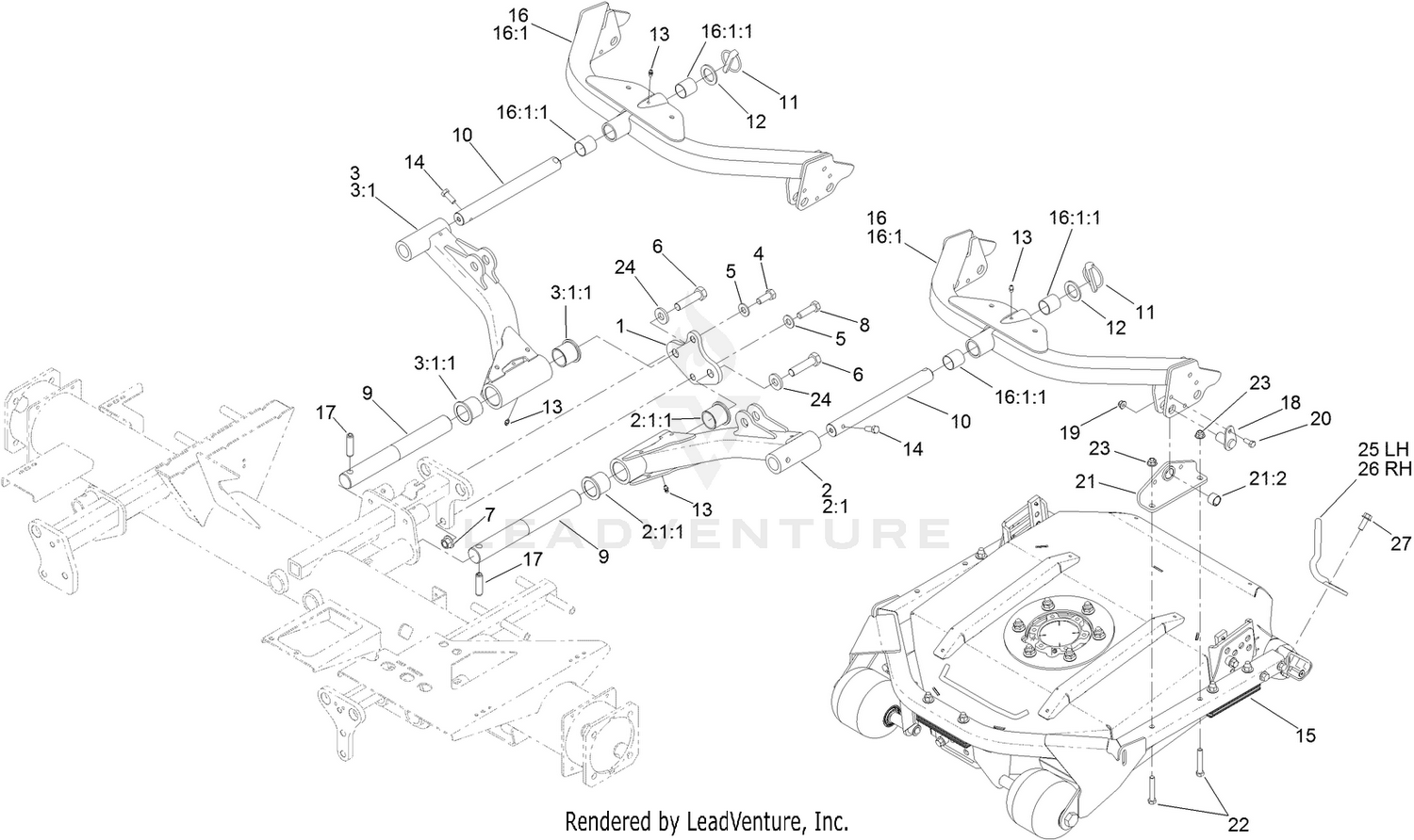 No. 2 and 3 Lift Arm and Deck Assembly