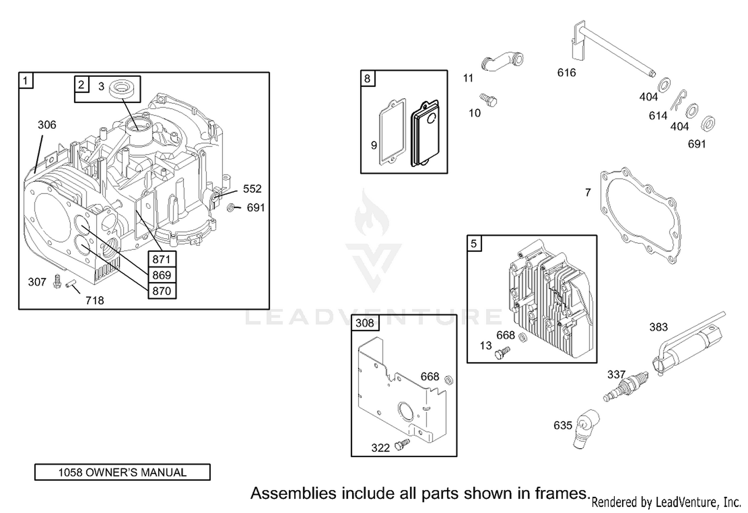 Cylinder Assembly Engine Briggs and Stratton Model 28M707-1125-E1