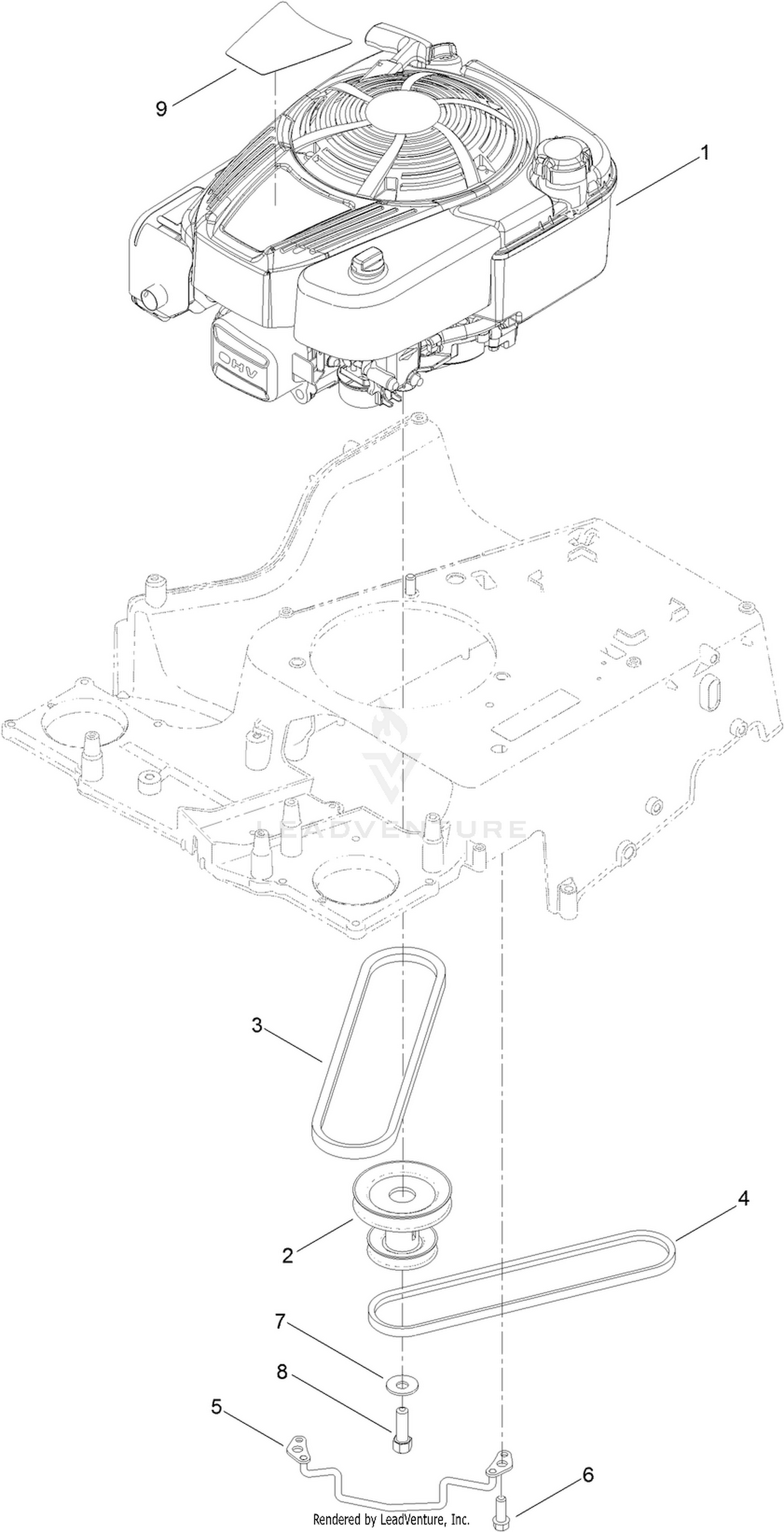 Engine and Pulley Assembly