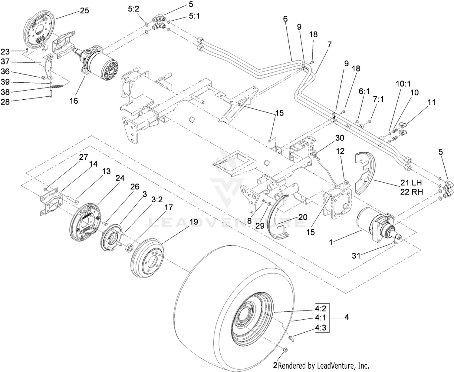 Front Wheel, Brake and Hydraulic Motor Assembly