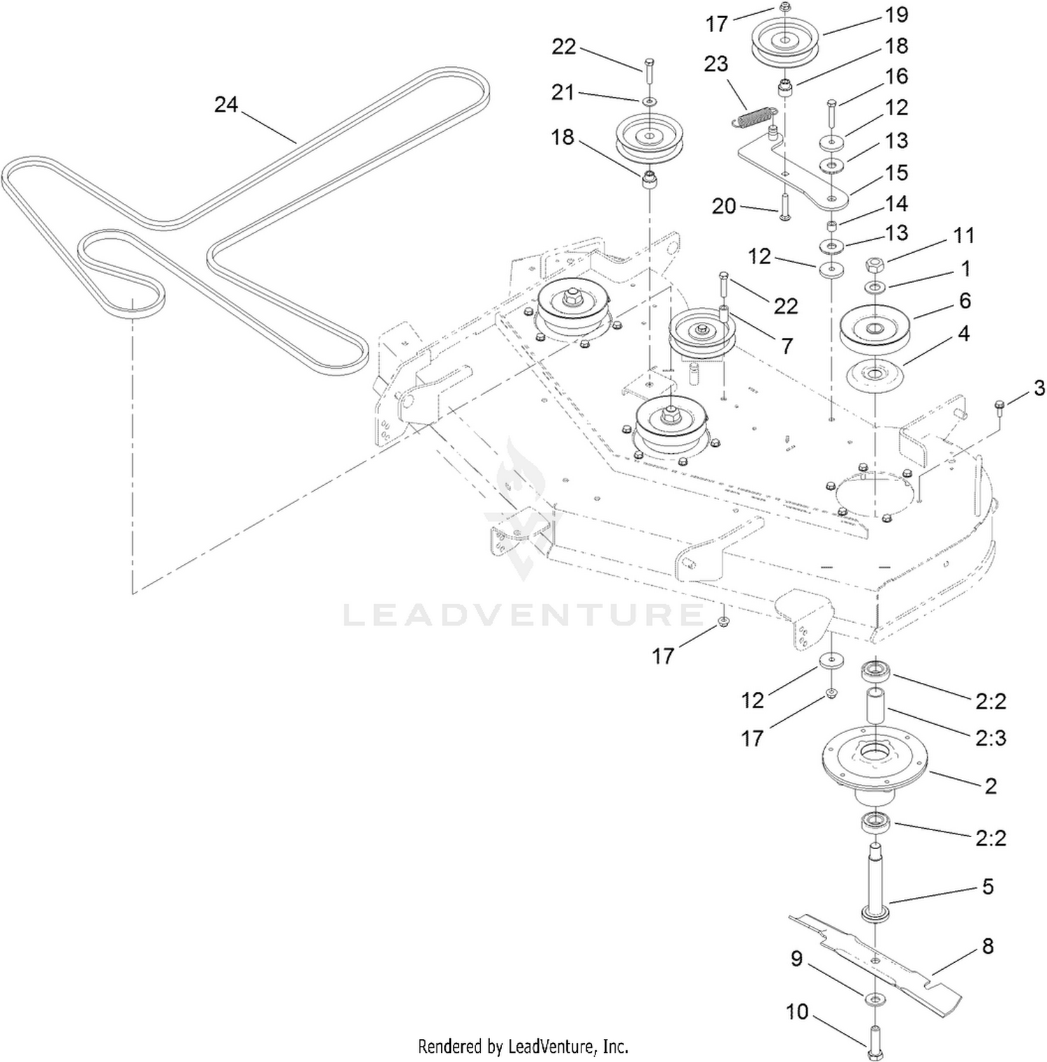 48 Inch Deck Belt and Hi-Flo Blade Assembly