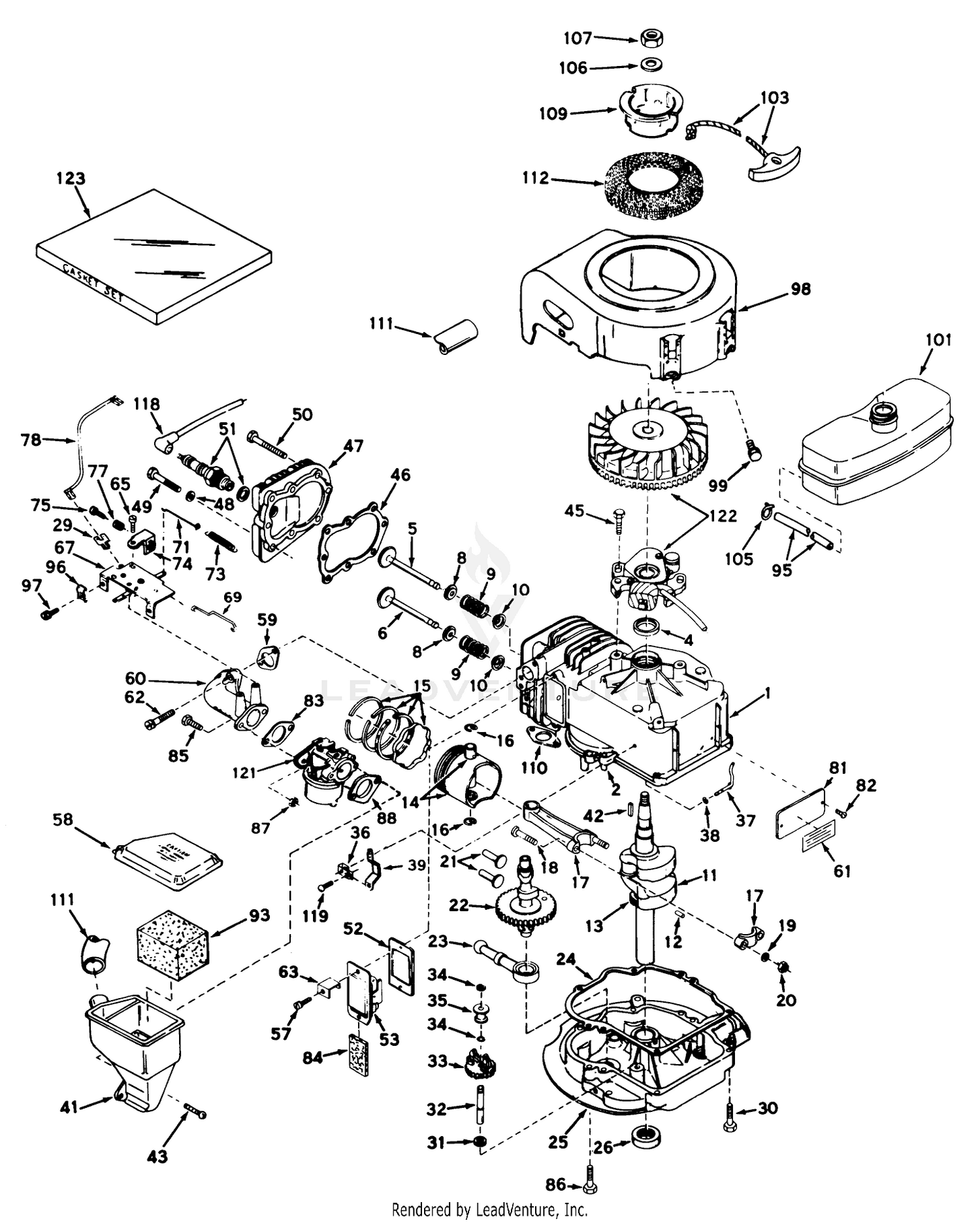 Engine Tecumseh Model No. Lav35-40647k