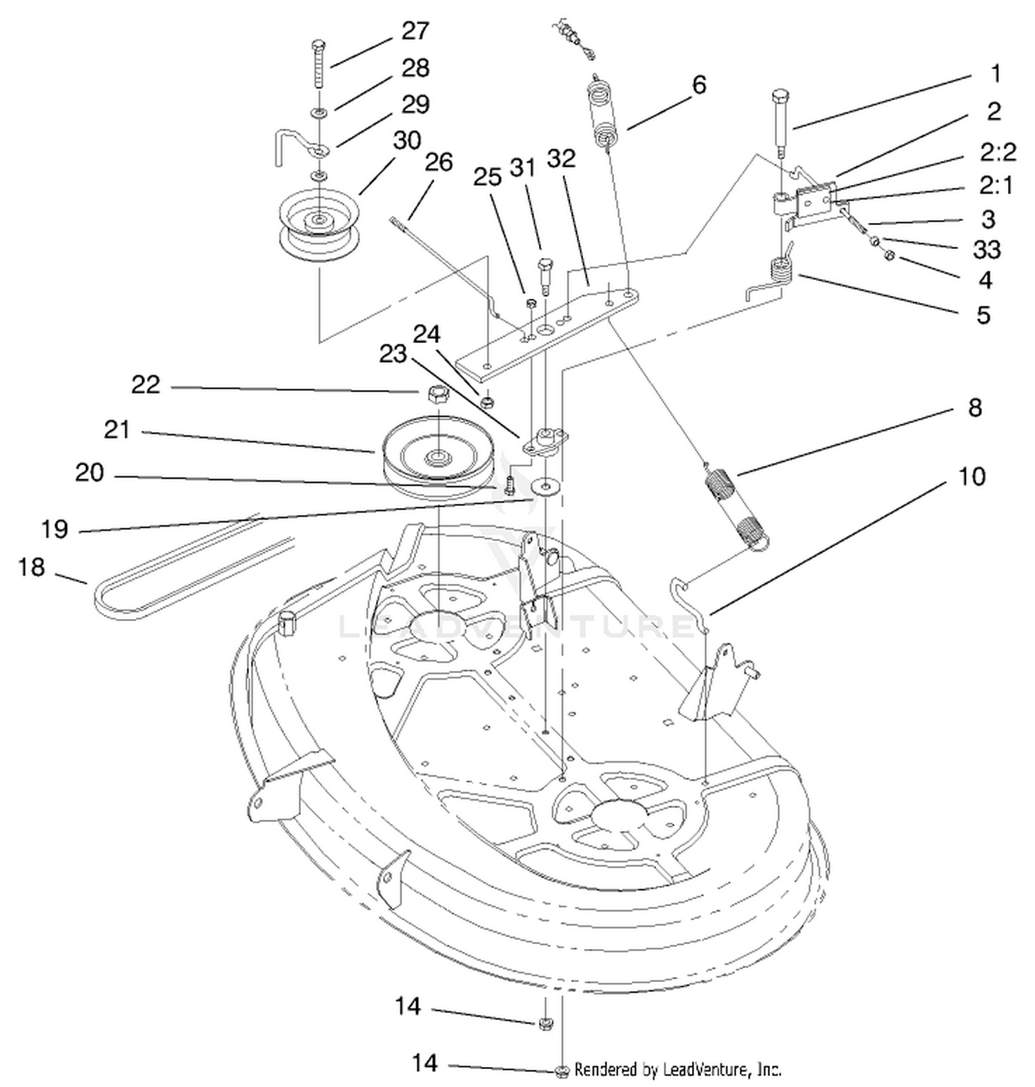 38" Deck Blade Drive  Braking Components