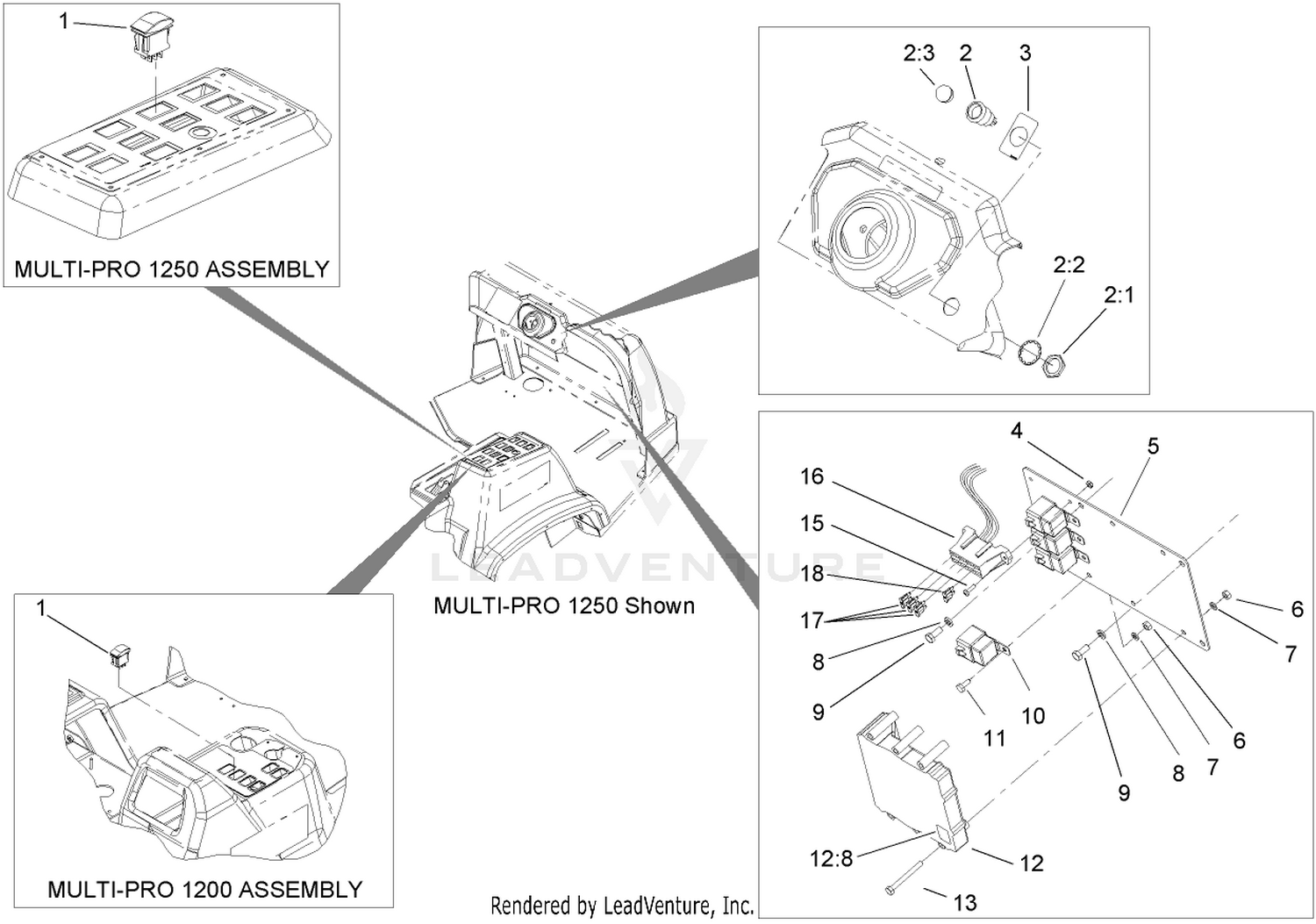 Multi Pro 1200 and 1250 Mounting Assembly