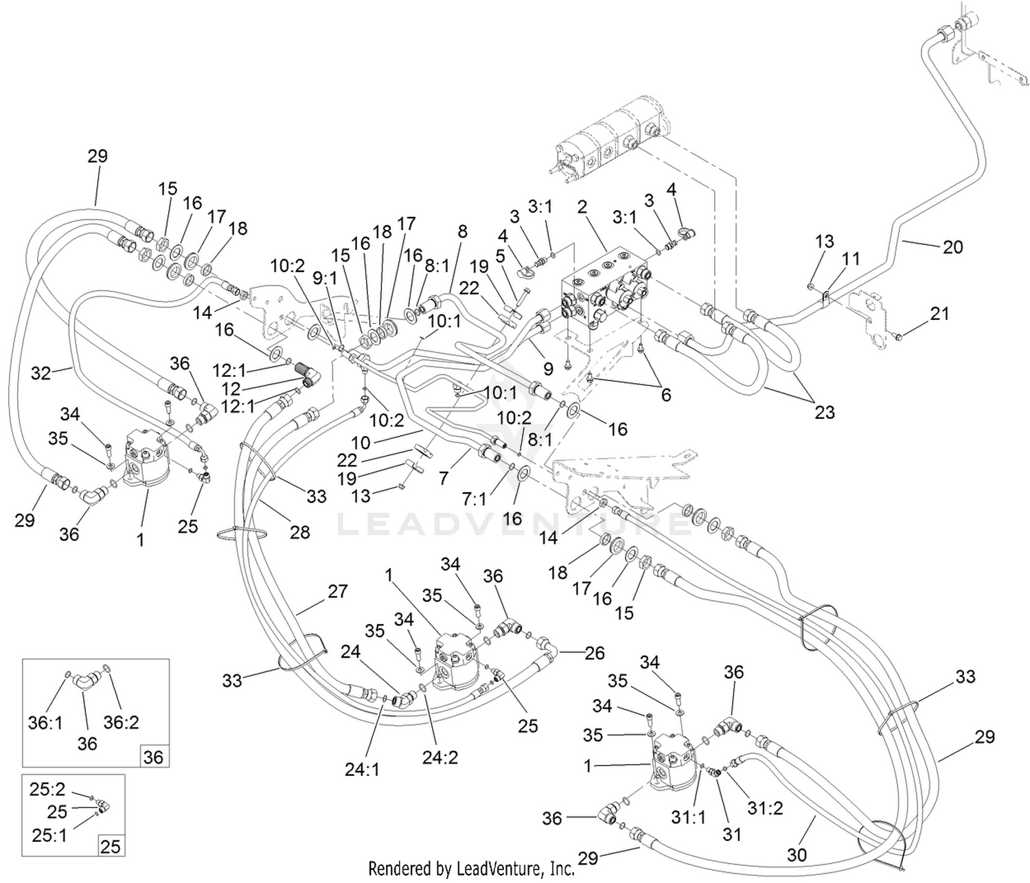 Deck No. 1, 4 and 5 Hydraulic Circuit Assembly