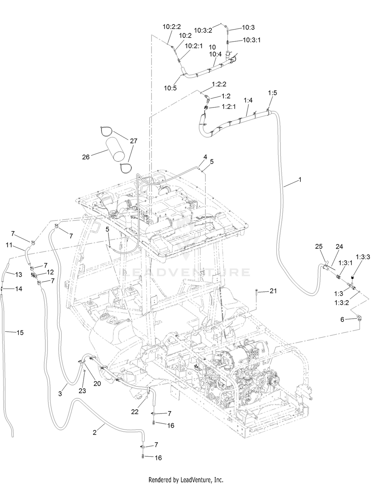 Left Side Hose Assembly  For Cab Model Only