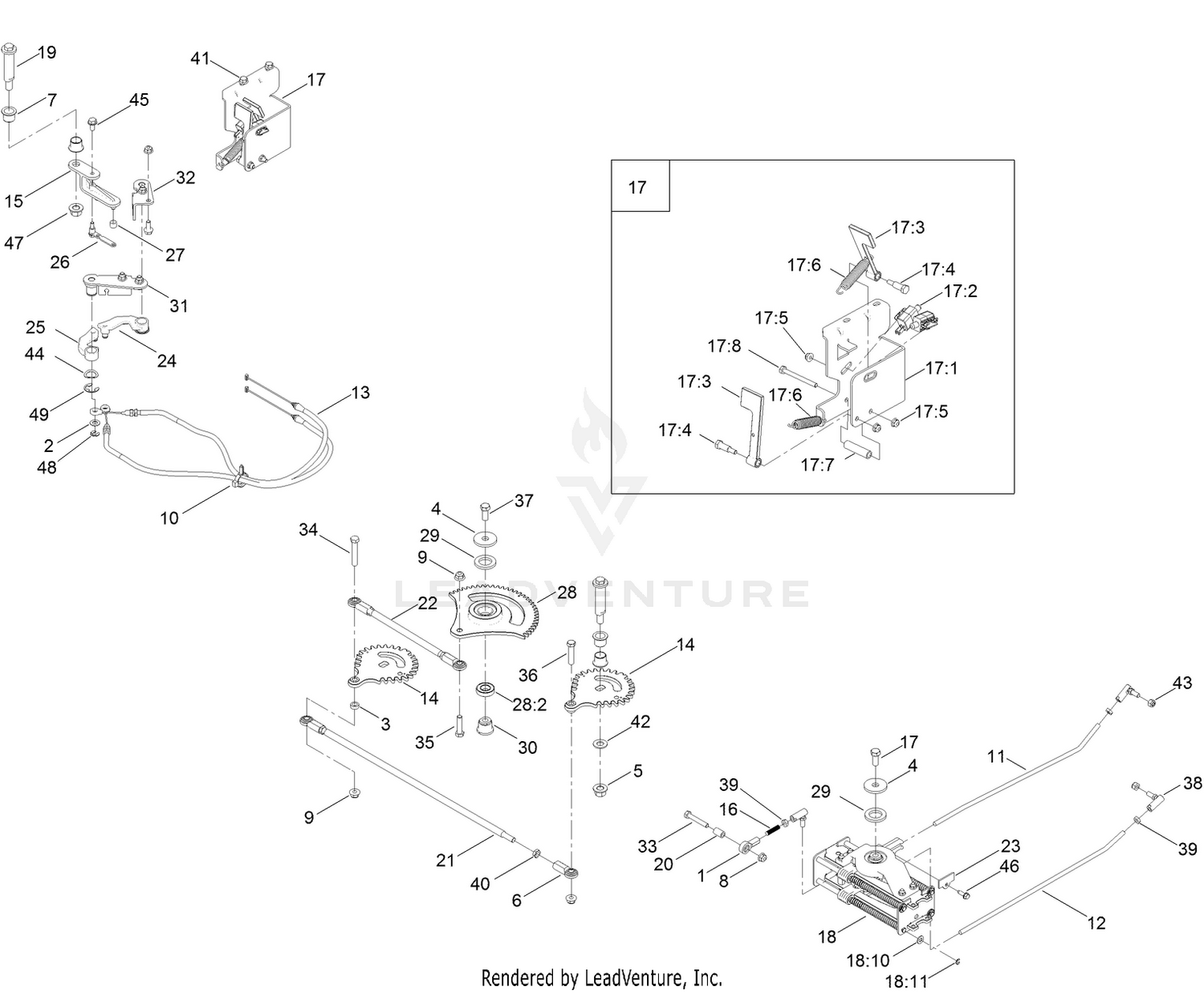 Steering Gear and Cable Assembly