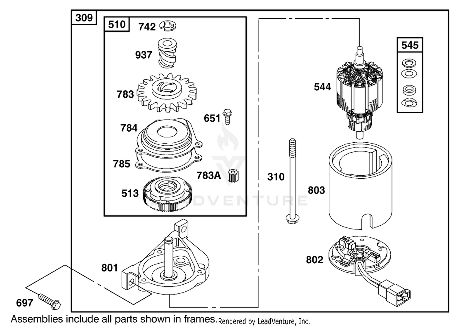 Starter Assembly Engine GTS 200 (Only on: 20791)(Continued)