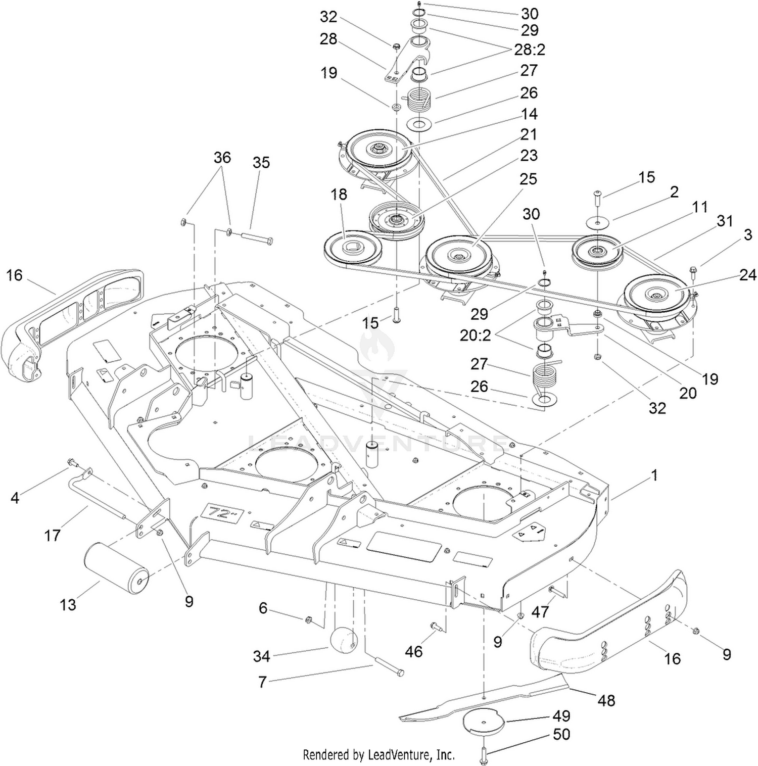 Deck Roller, Belt and Pulley Assembly