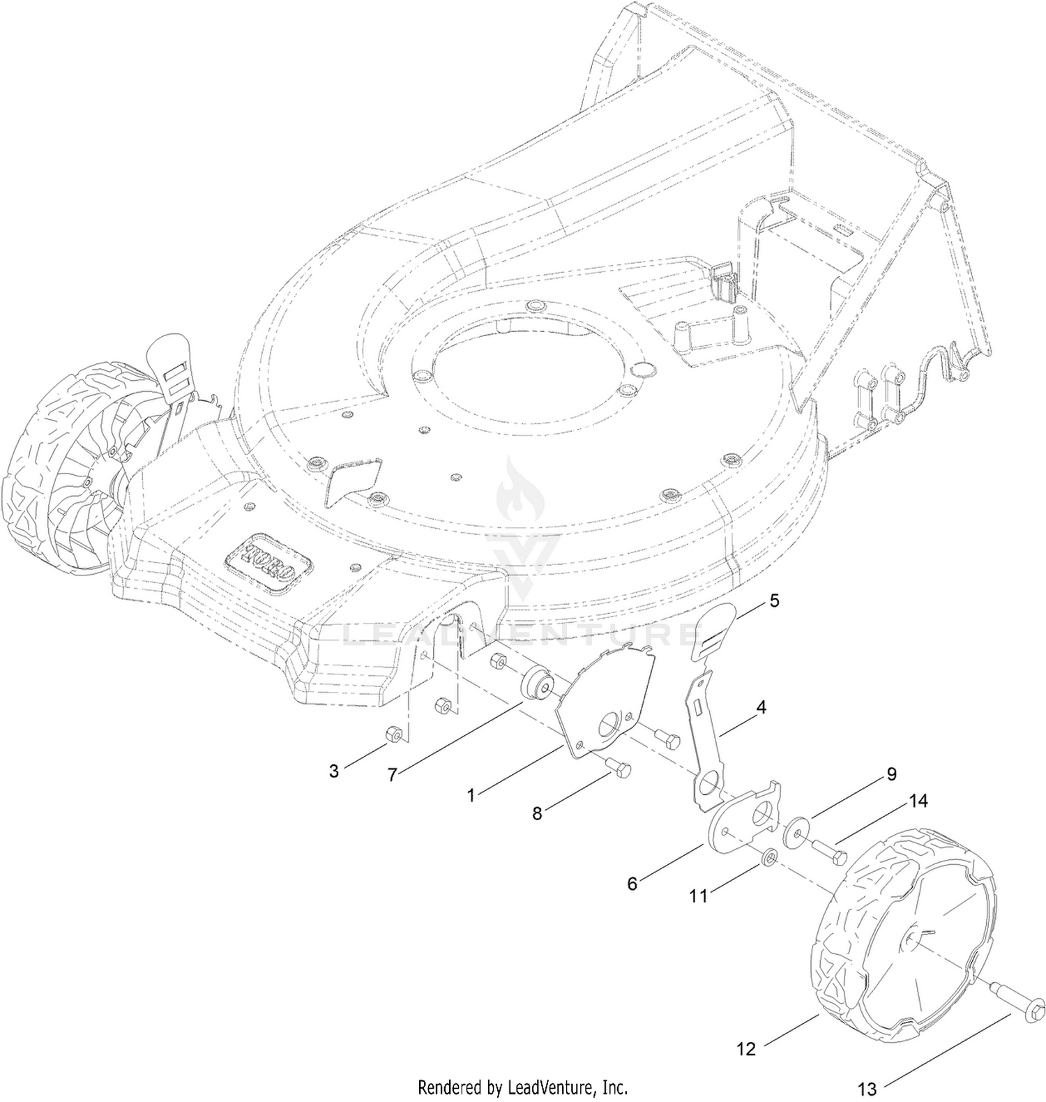 Front Wheel and Height-of-Cut Assembly