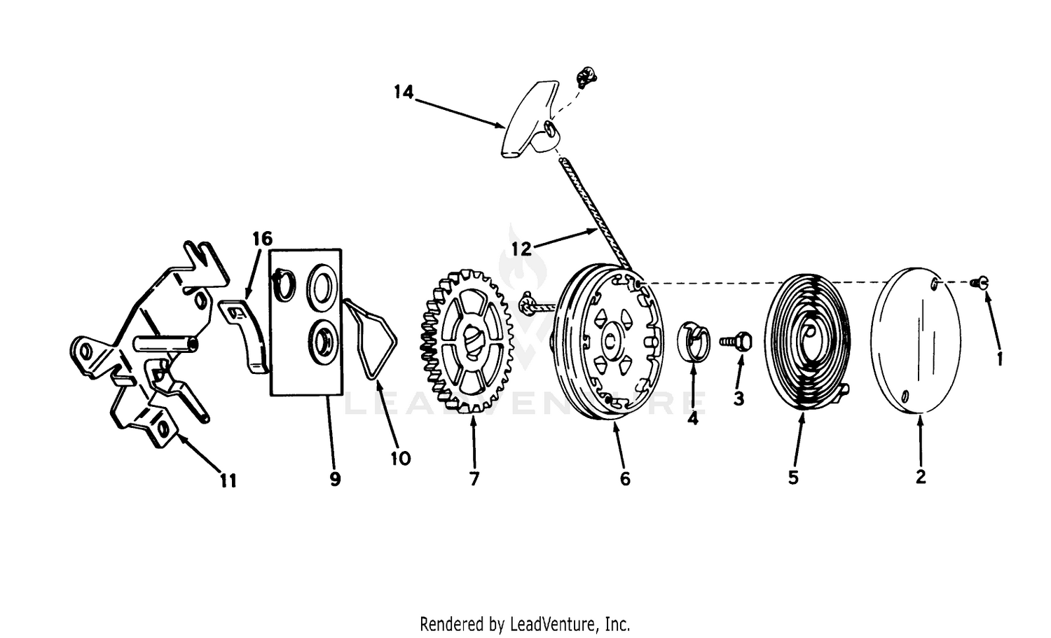 Rewind Starter No. 590519 (mower Model No. 21610)(engine No. Tnt 100-10047)