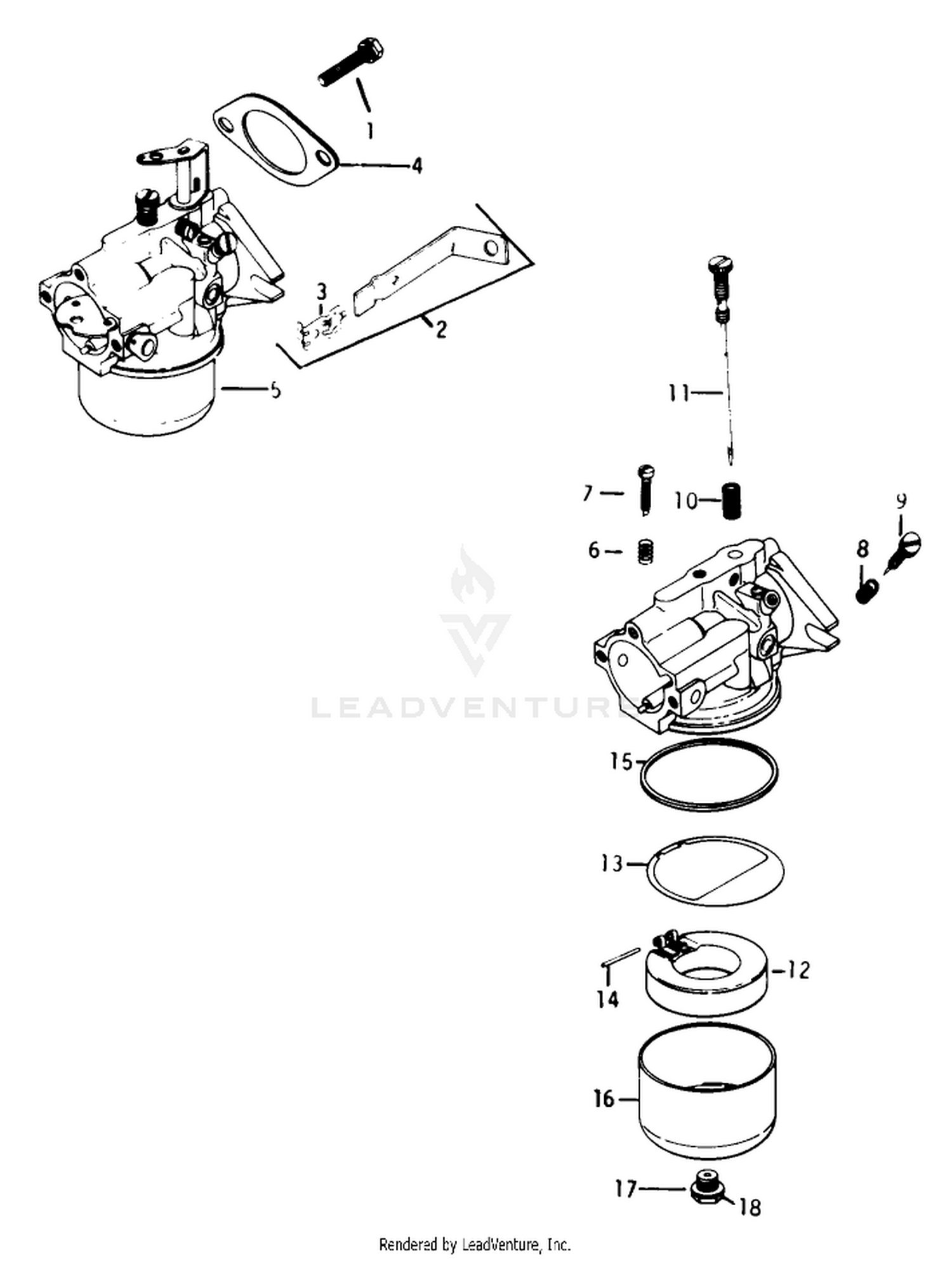 Carburetor-Engine Assembly-Kohler Model K-321s Spec. No. 60407 (continued)
