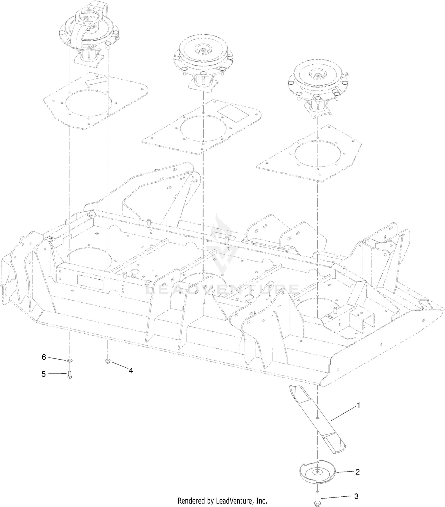 Right Hand Deck Spindle and Blade Assembly