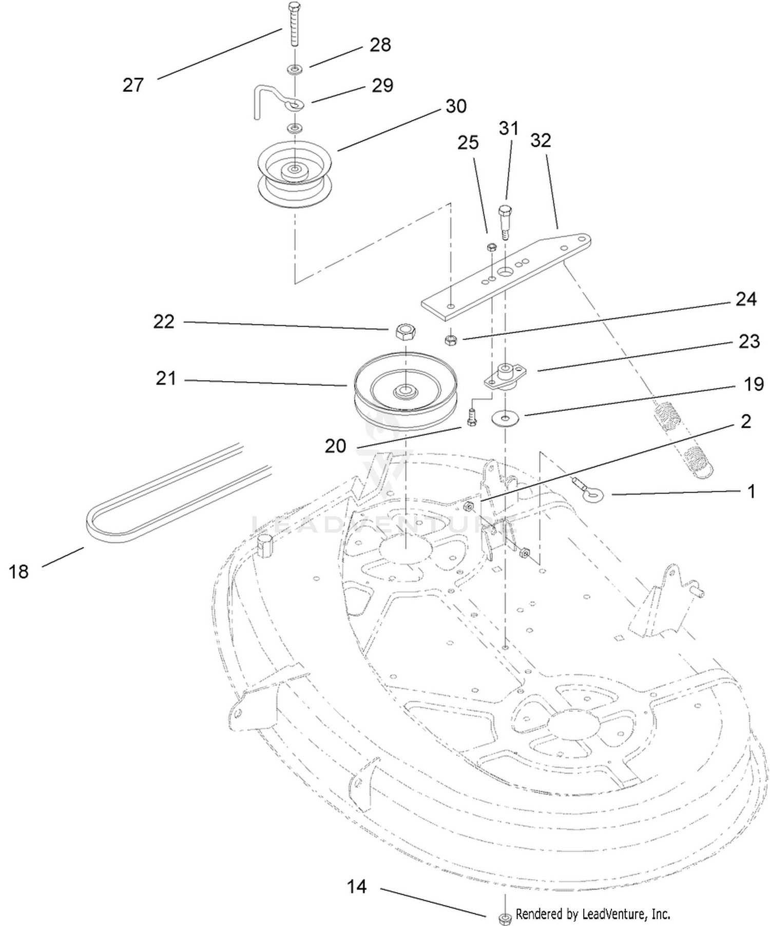 38 Inch Deck Blade Drive Assembly