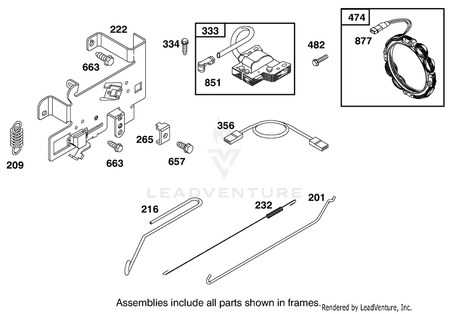 Alternator and Miscellaneous Assembly  Briggs and Stratton 284707-1148-E1