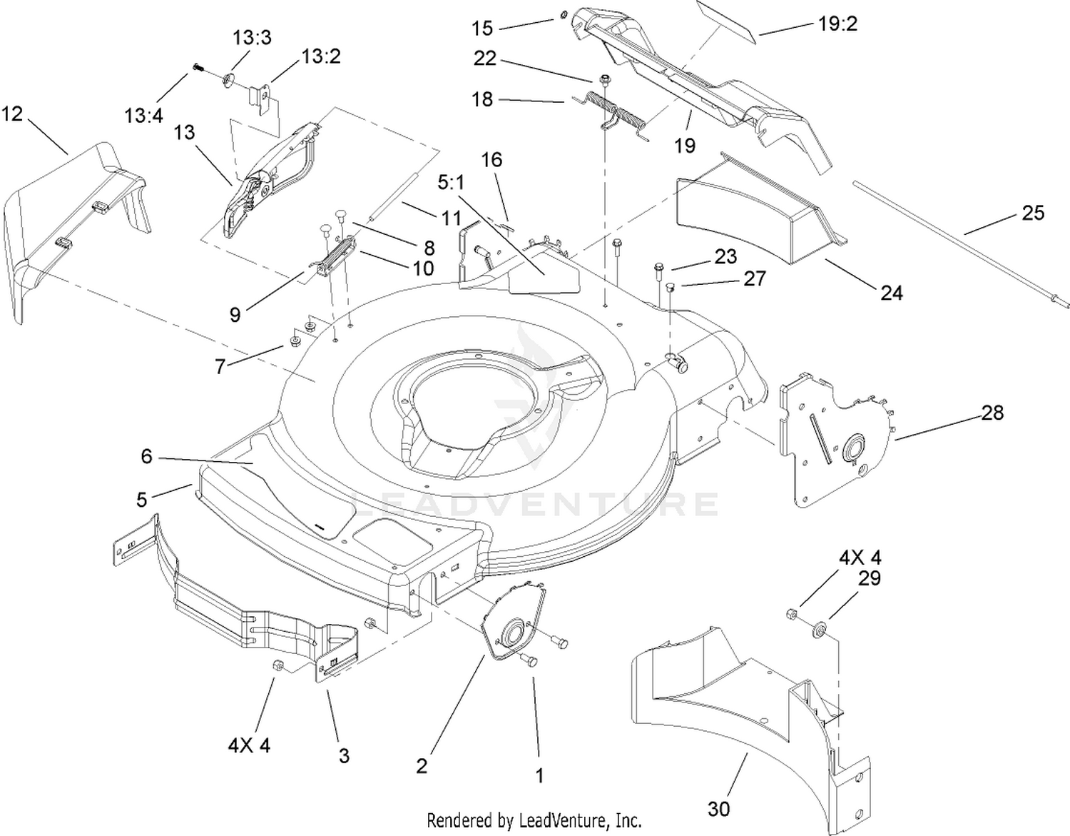 Deck, Side Chute and Rear Door Assembly