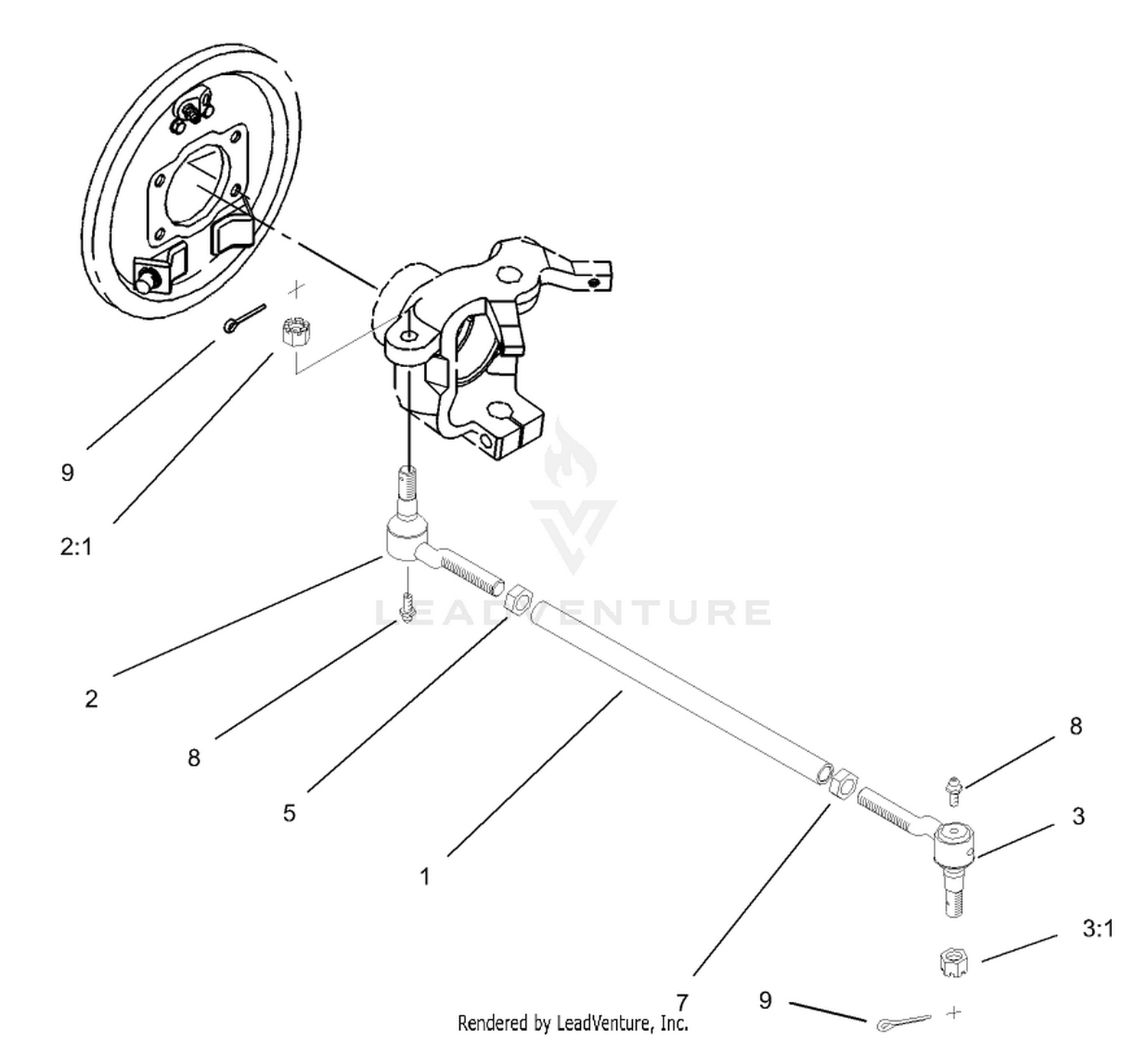 4 Wheel Drive LH Tie Rod Assembly  (only on: 07218)