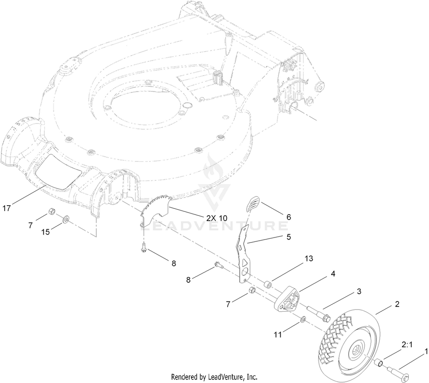 Front Wheel and Height-of-Cut Assembly