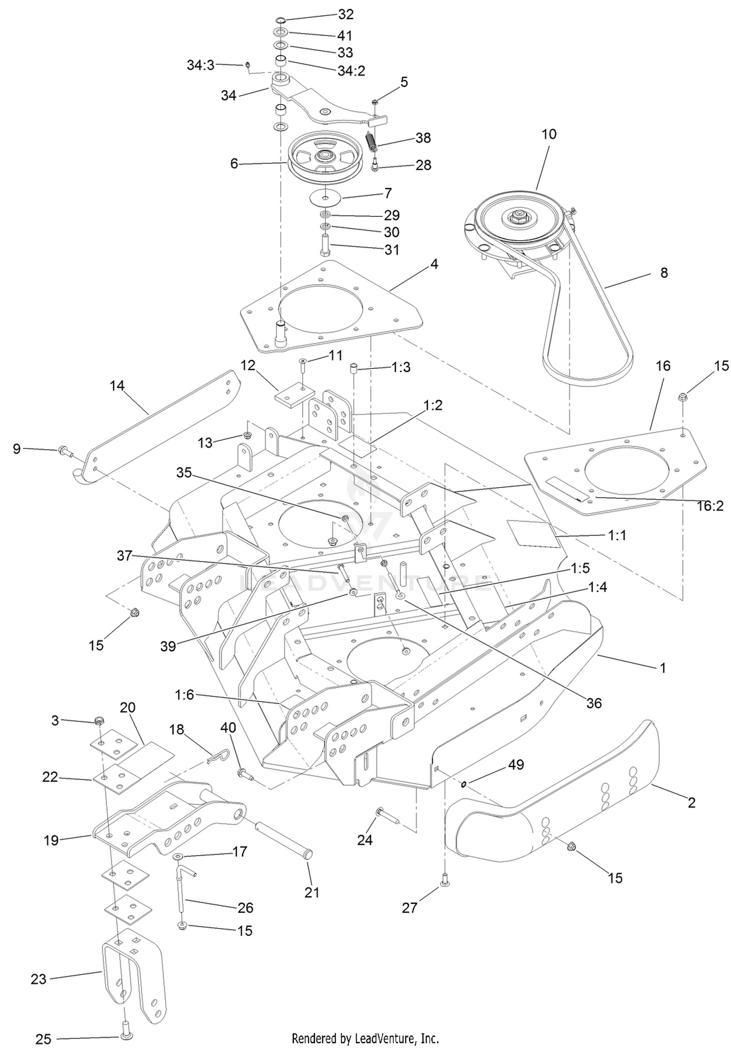 Left Deck, Idler and Skid Assembly