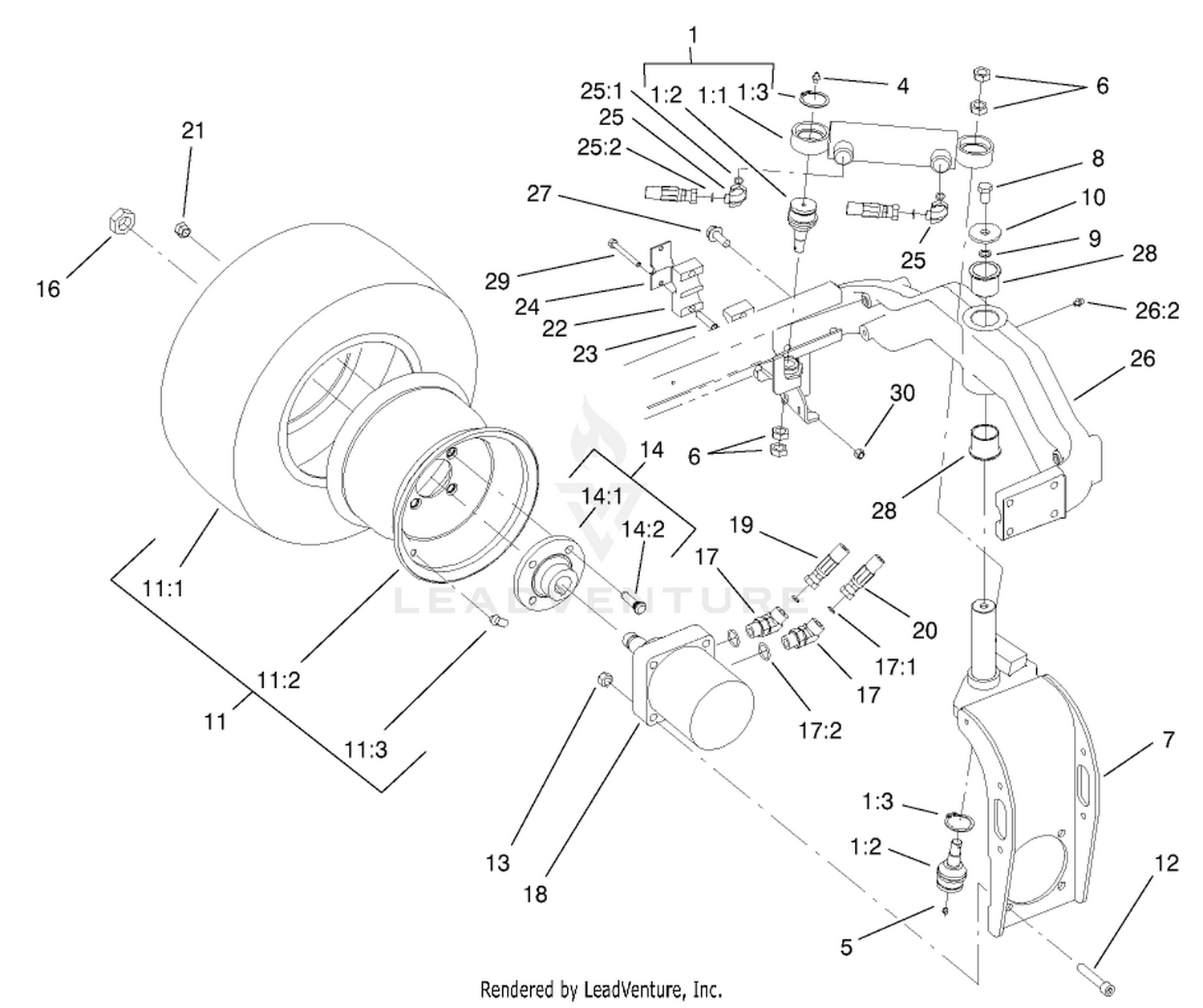 Rear Fork And Tire Assembly
