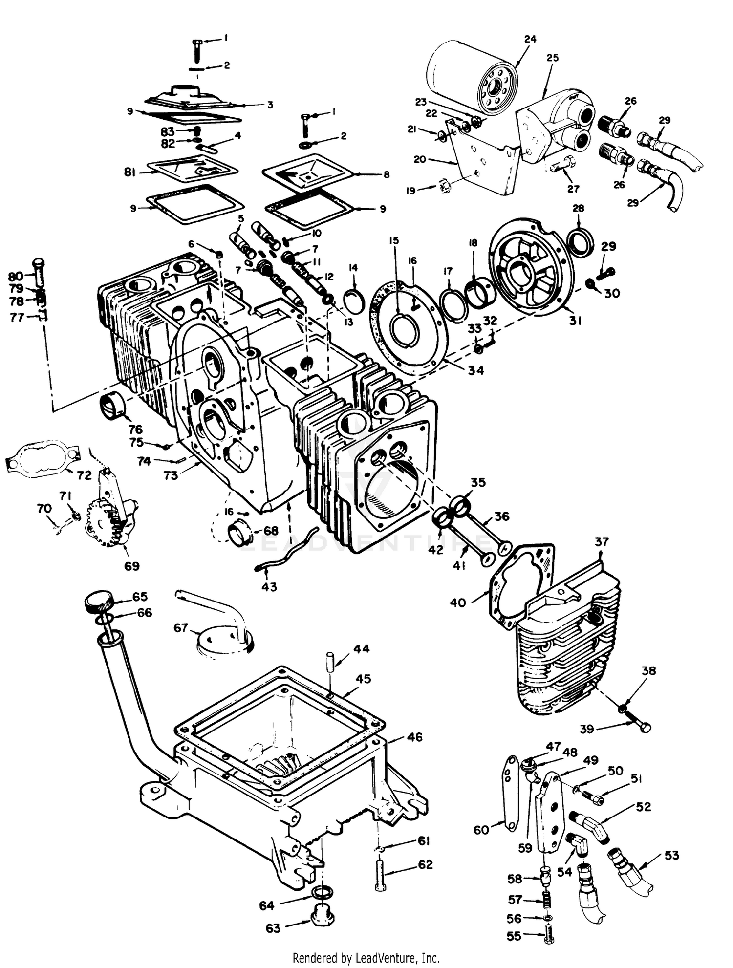 Engine Onan Model No. B48g-Ga020 Type No. 4348g Cylinder Block And Oil System